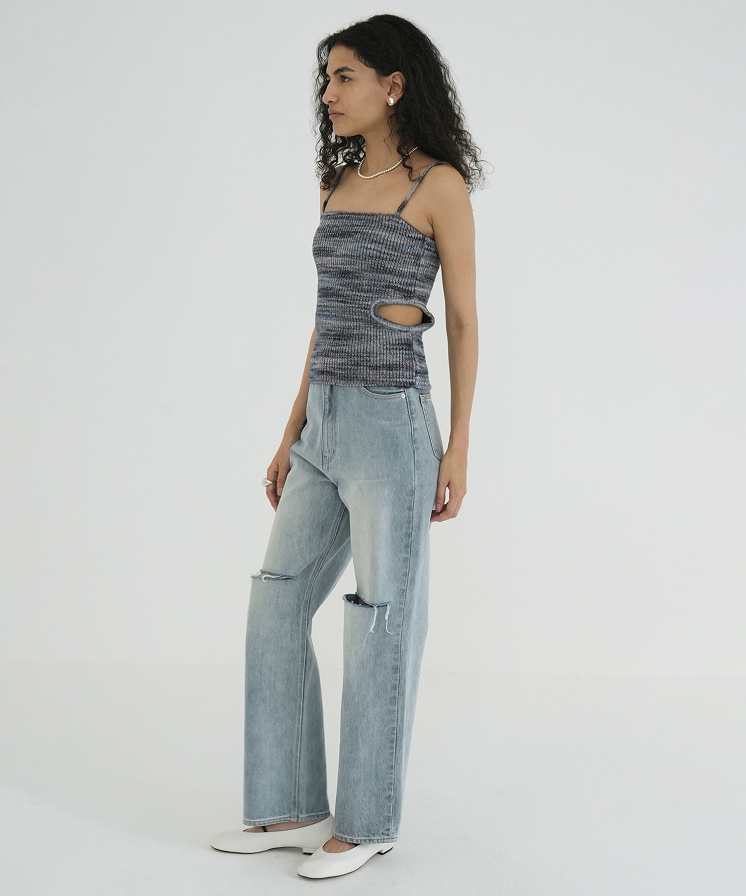 SLASH CUT DENIM PANTS CLANE