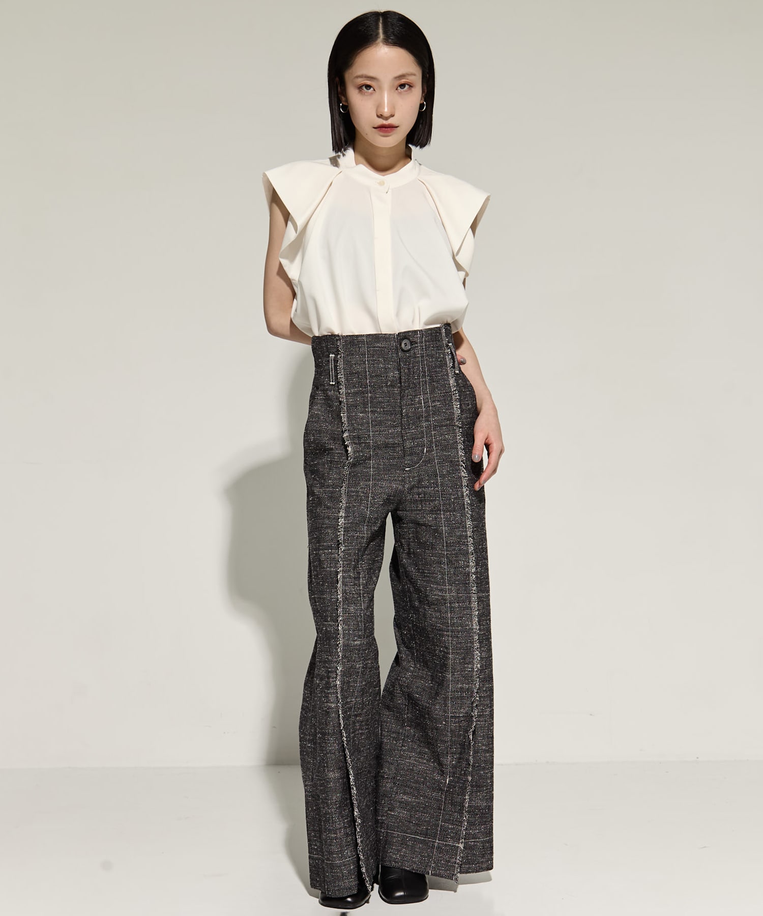 Silk Nep Flare Trousers STUDIOUS
