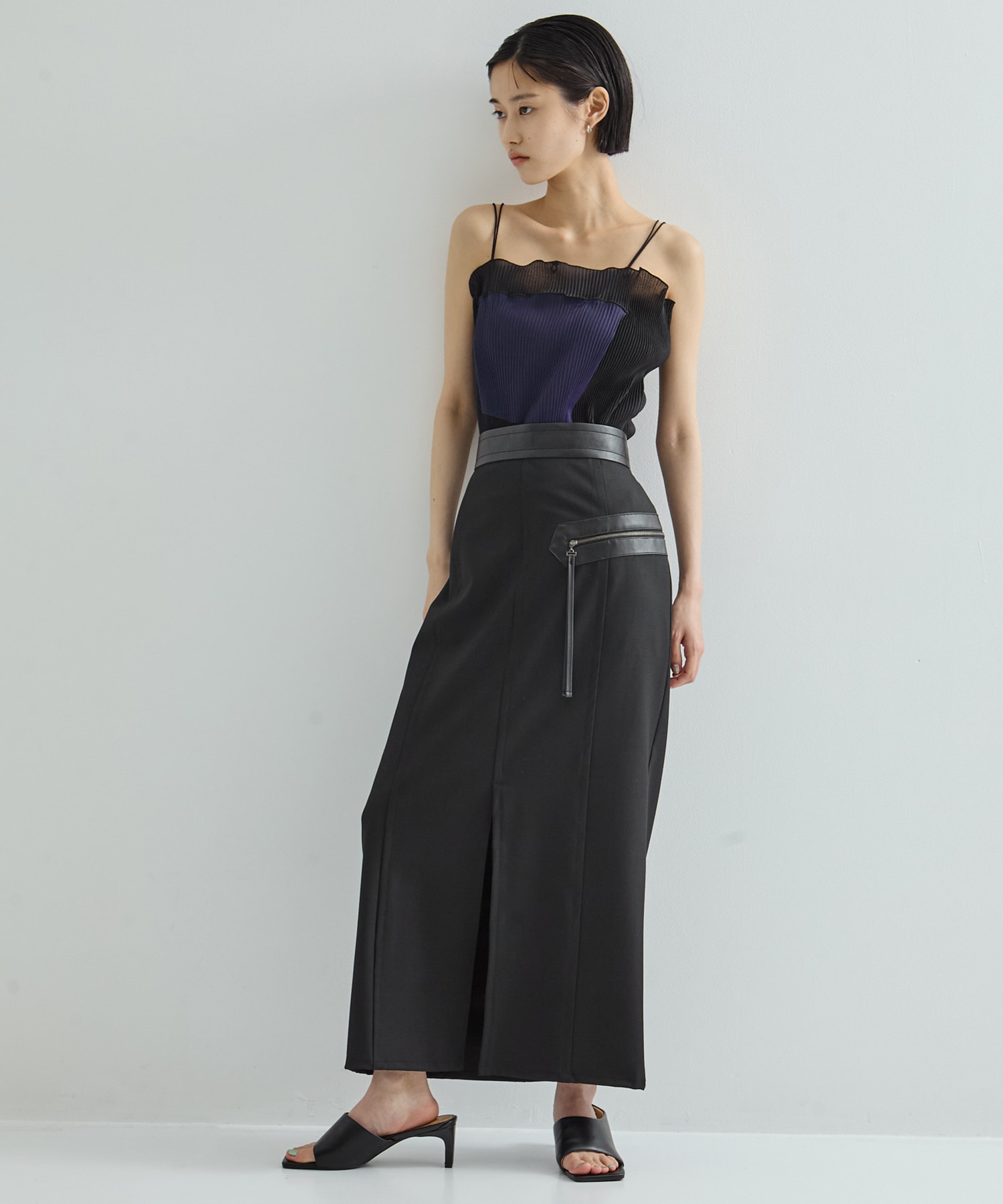 Leather Belted Straight SK STUDIOUS