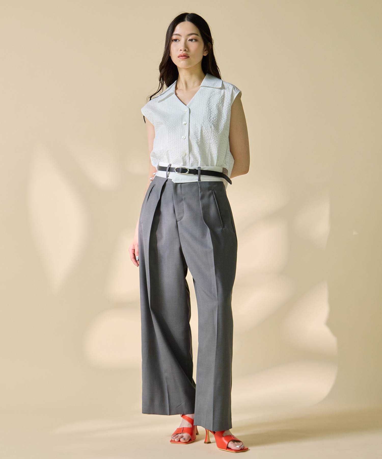 Seersucker Sleeveless Shirt STUDIOUS