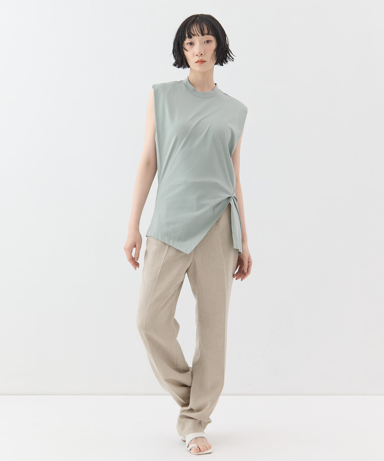 Cotton Jersey Asymmetric Sleeveless Top Mame Kurogouchi