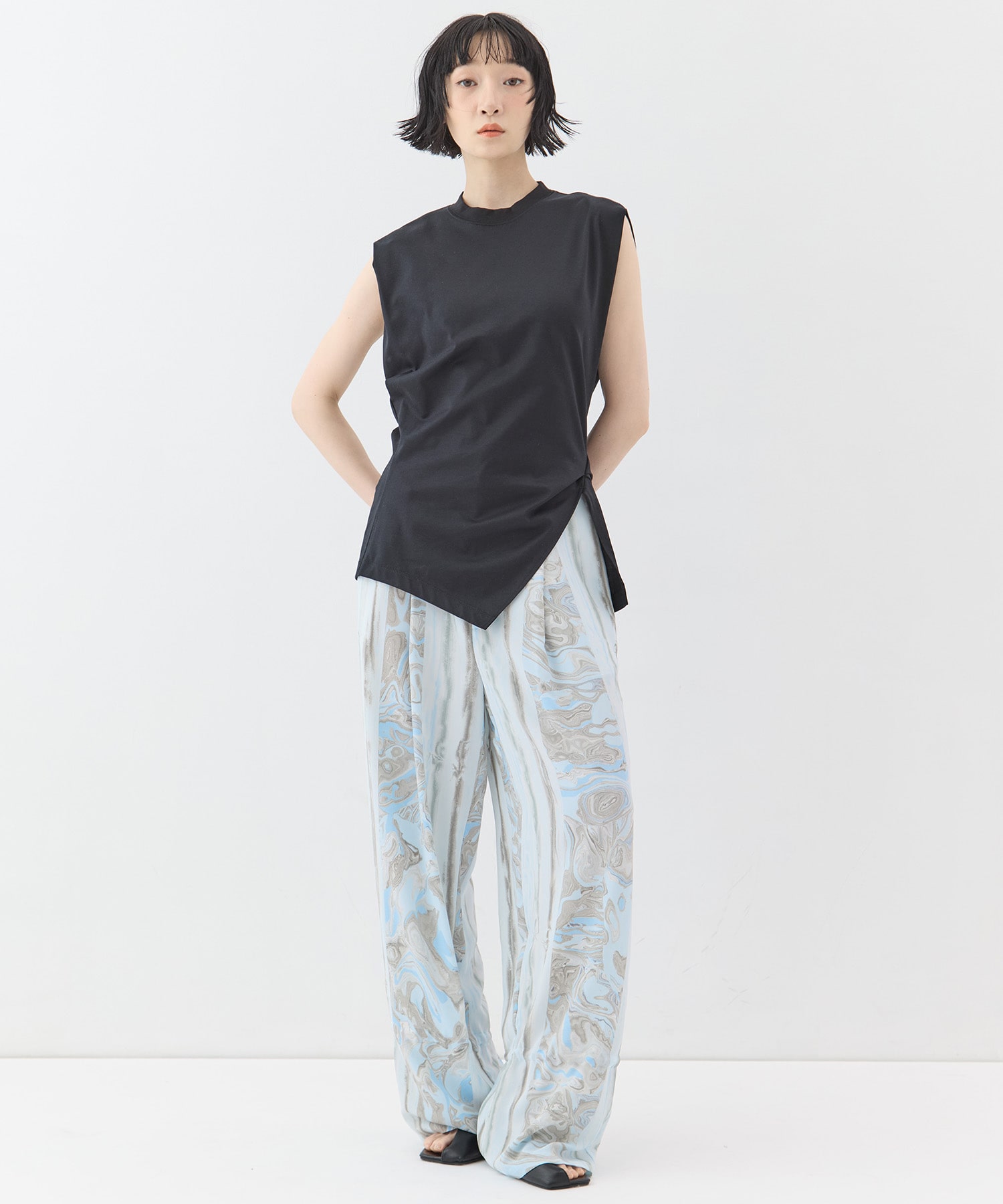 Cotton Jersey Asymmetric Sleeveless Top Mame Kurogouchi