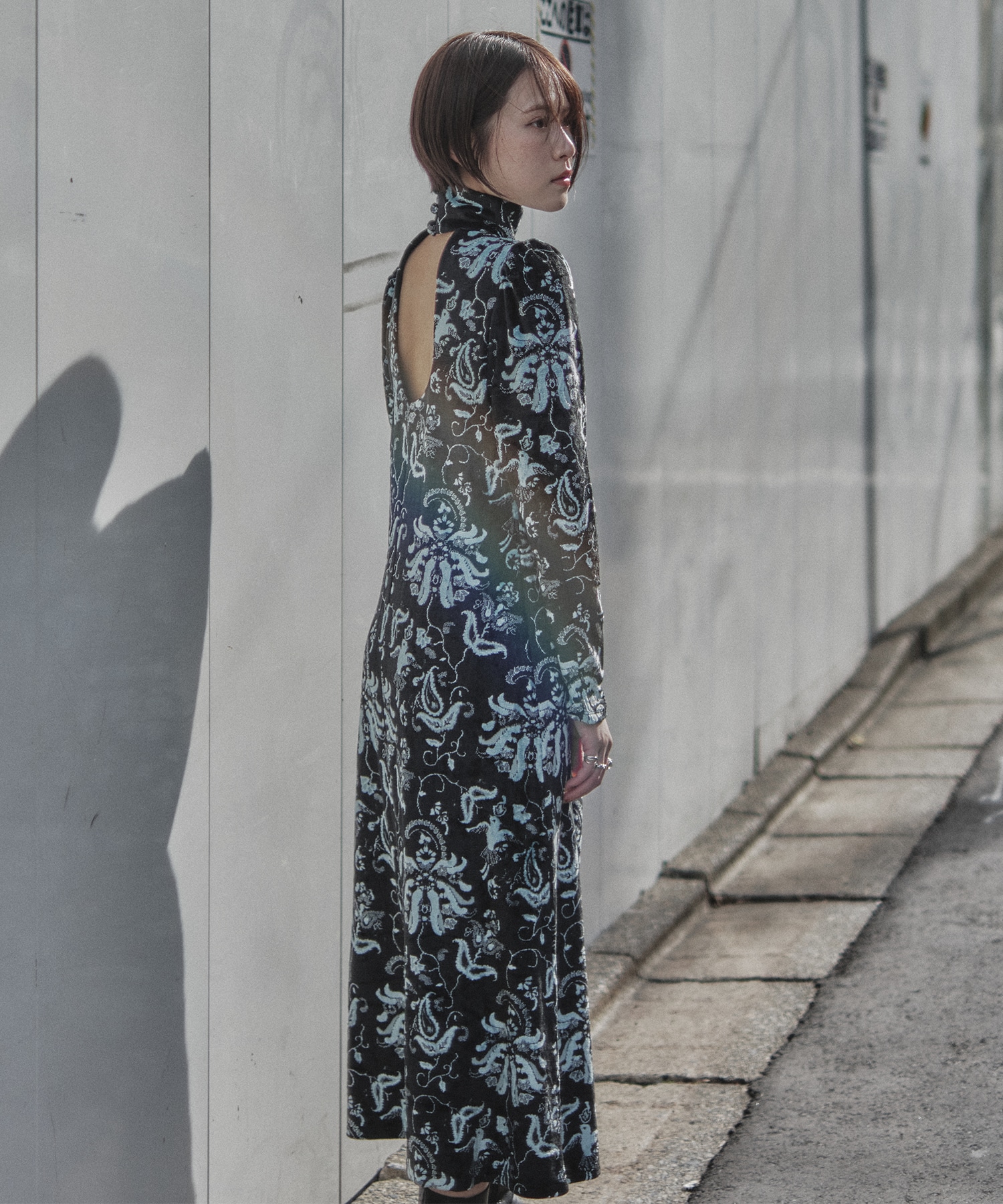 Velour Jersey High Neck Dress Mame Kurogouchi
