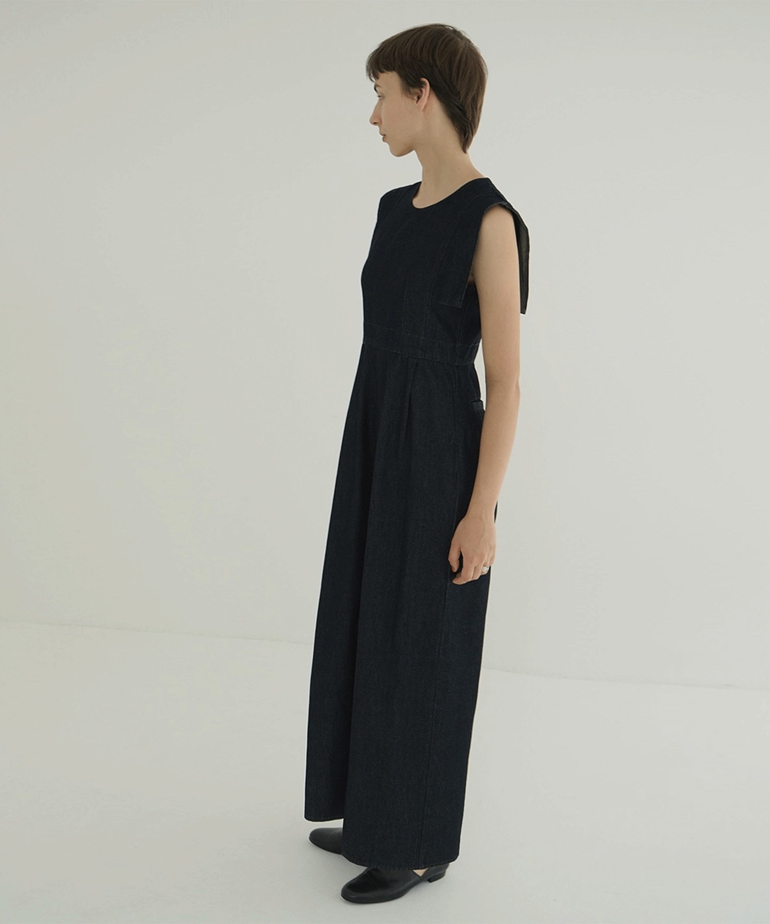 SQUARE SLEEVE DENIM ALL IN ONE CLANE