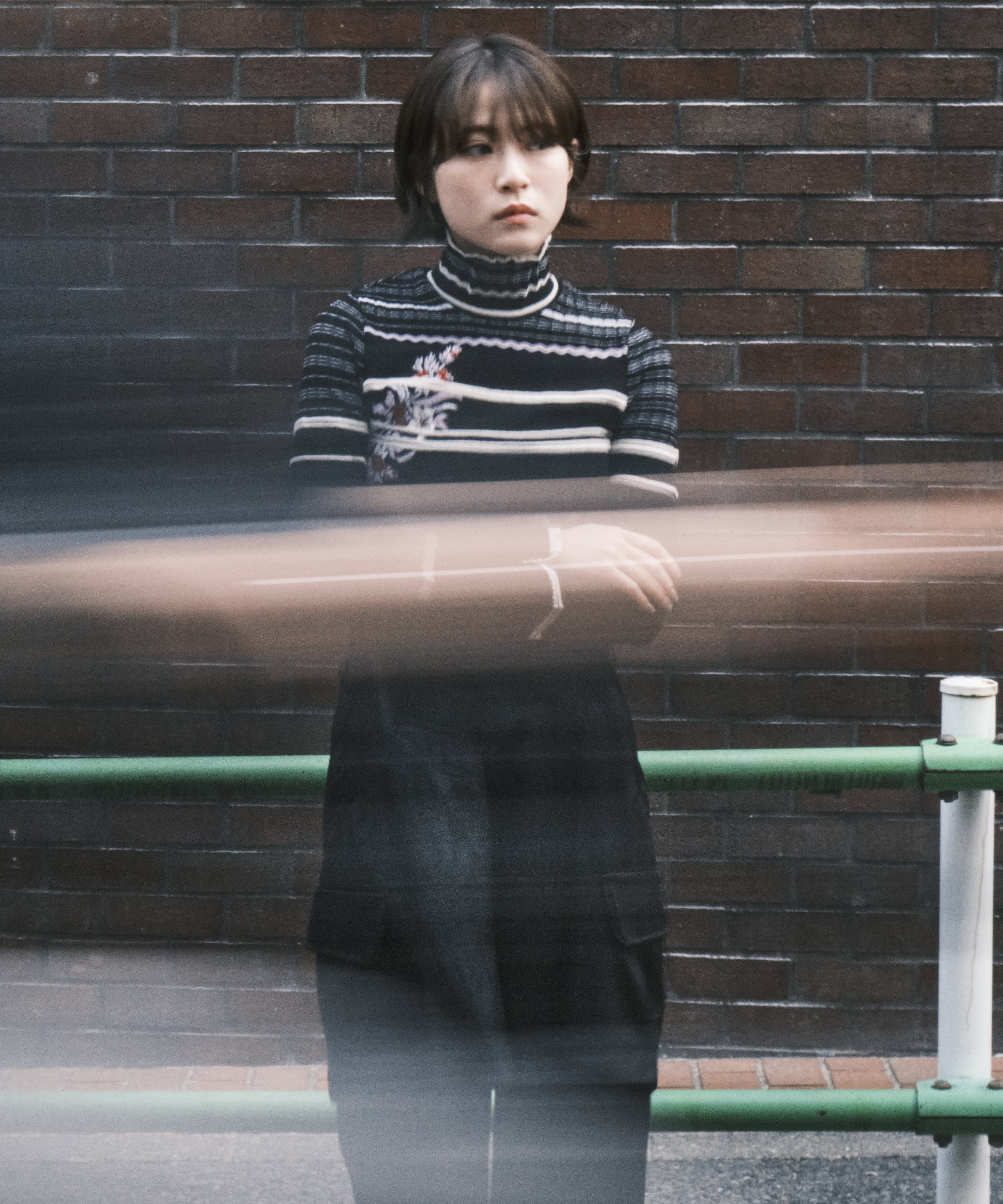 Floral Motif Intarsia Knitted High Neck Top Mame Kurogouchi
