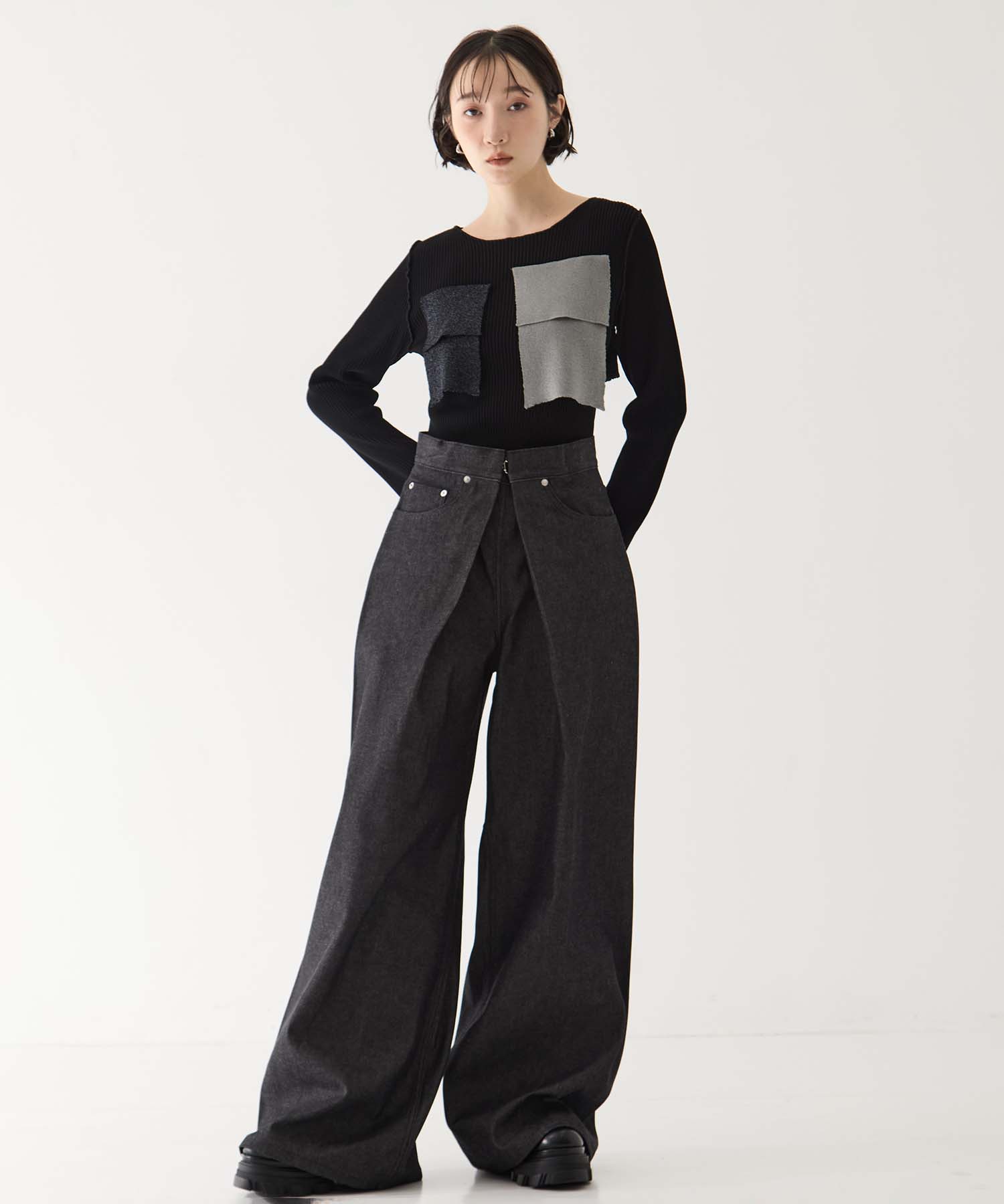 RIGID DENIM WIDE PANTS (SHORT LENGTH) JOHN LAWRENCE SULLIVAN