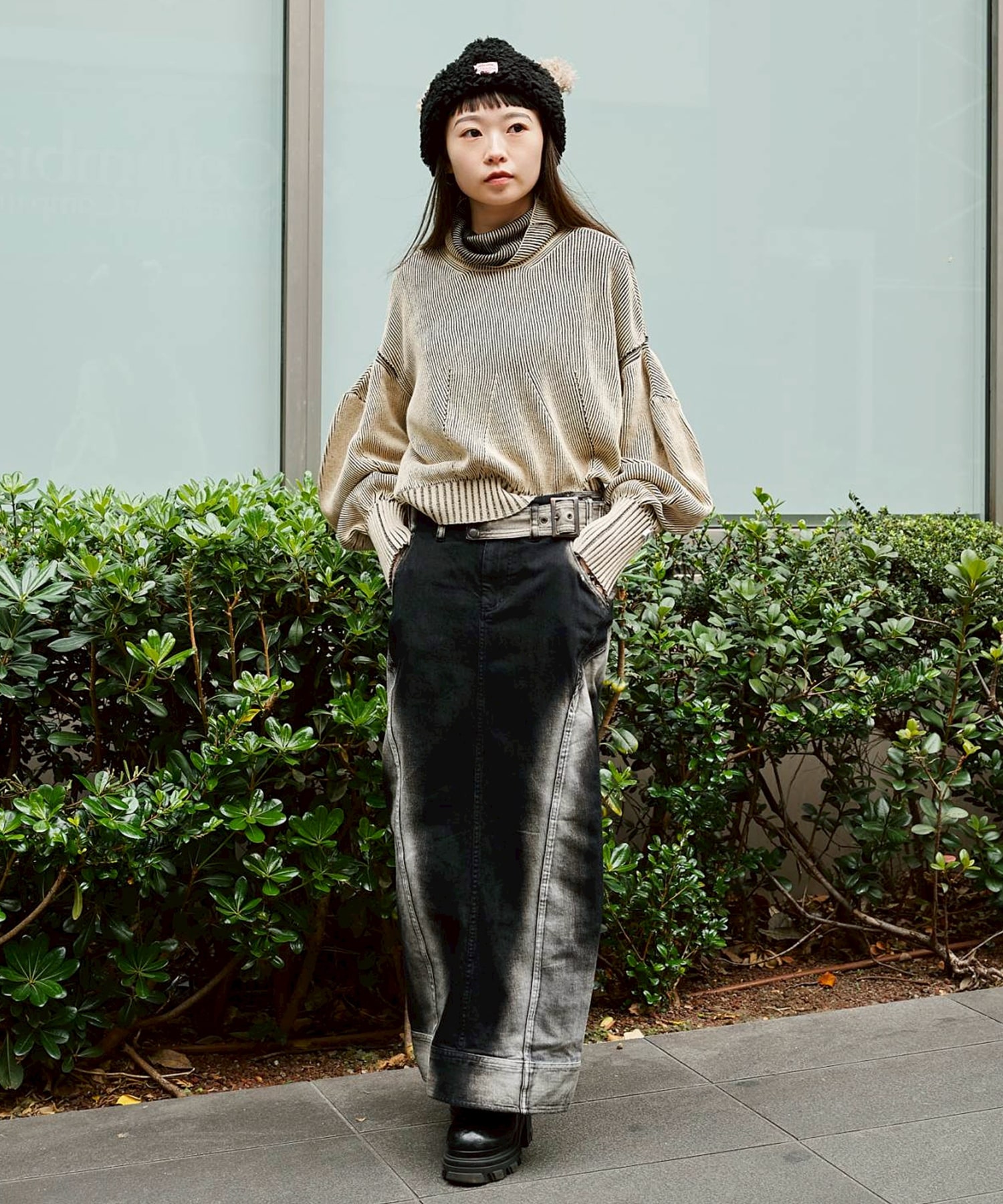 low-rise denim pencil skirt mukcyen