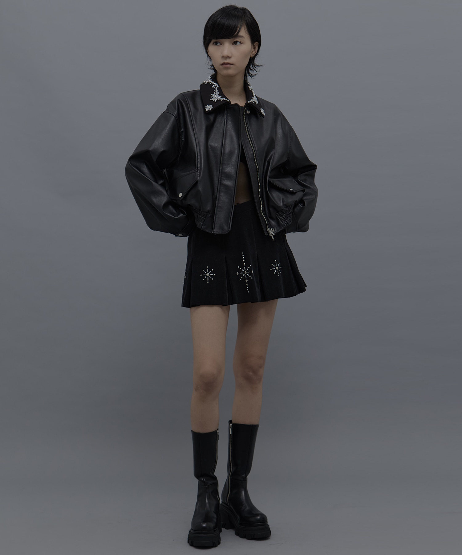 crystal bijou collar 2WAY blouson tanakadaisuke