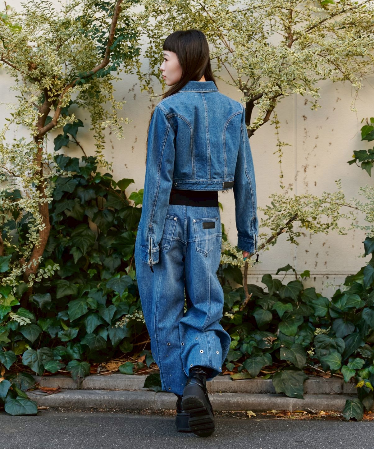 Lace up denim jacket FETICO