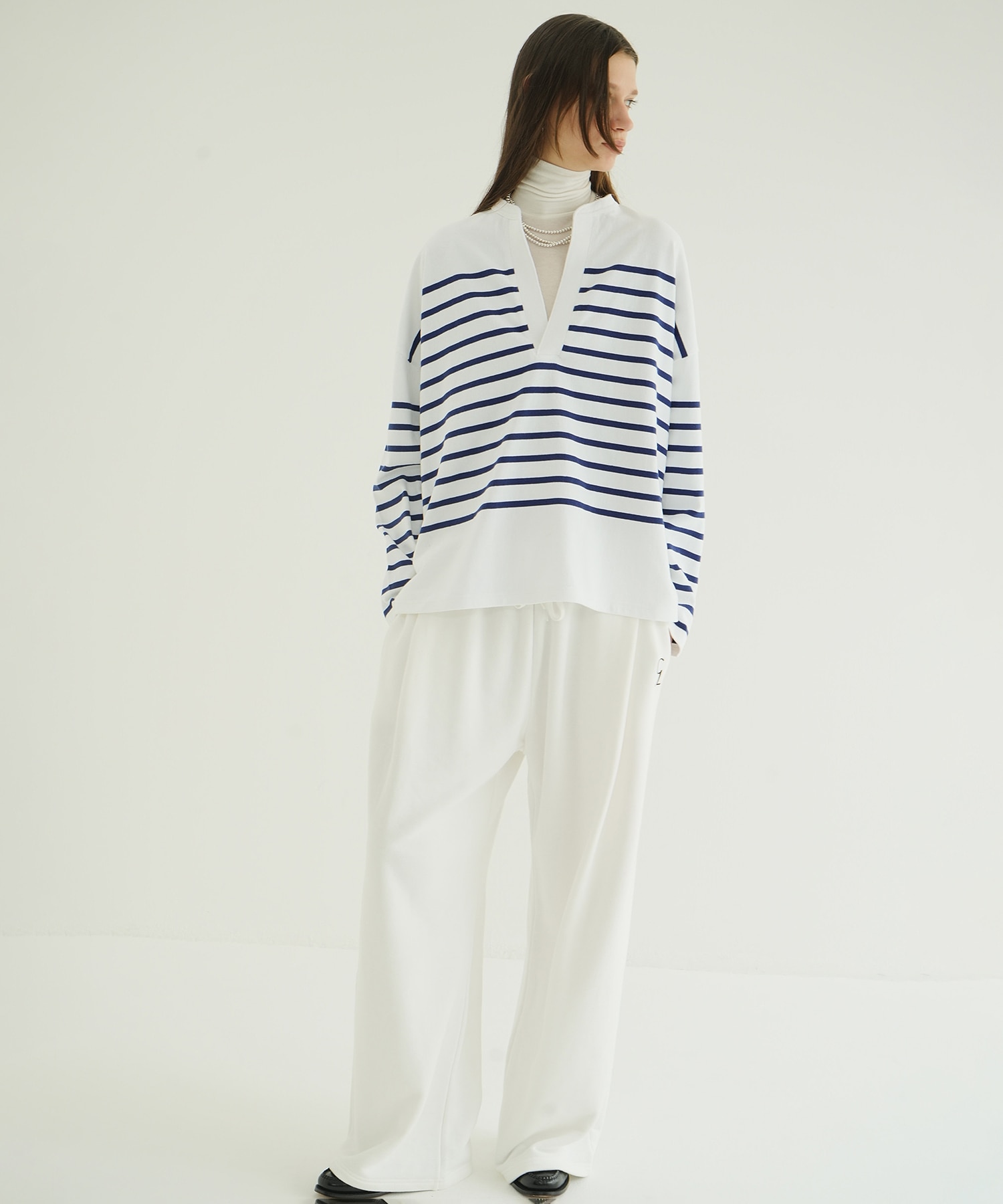 WIDE HENRY NECK BORDER TOPS CLANE