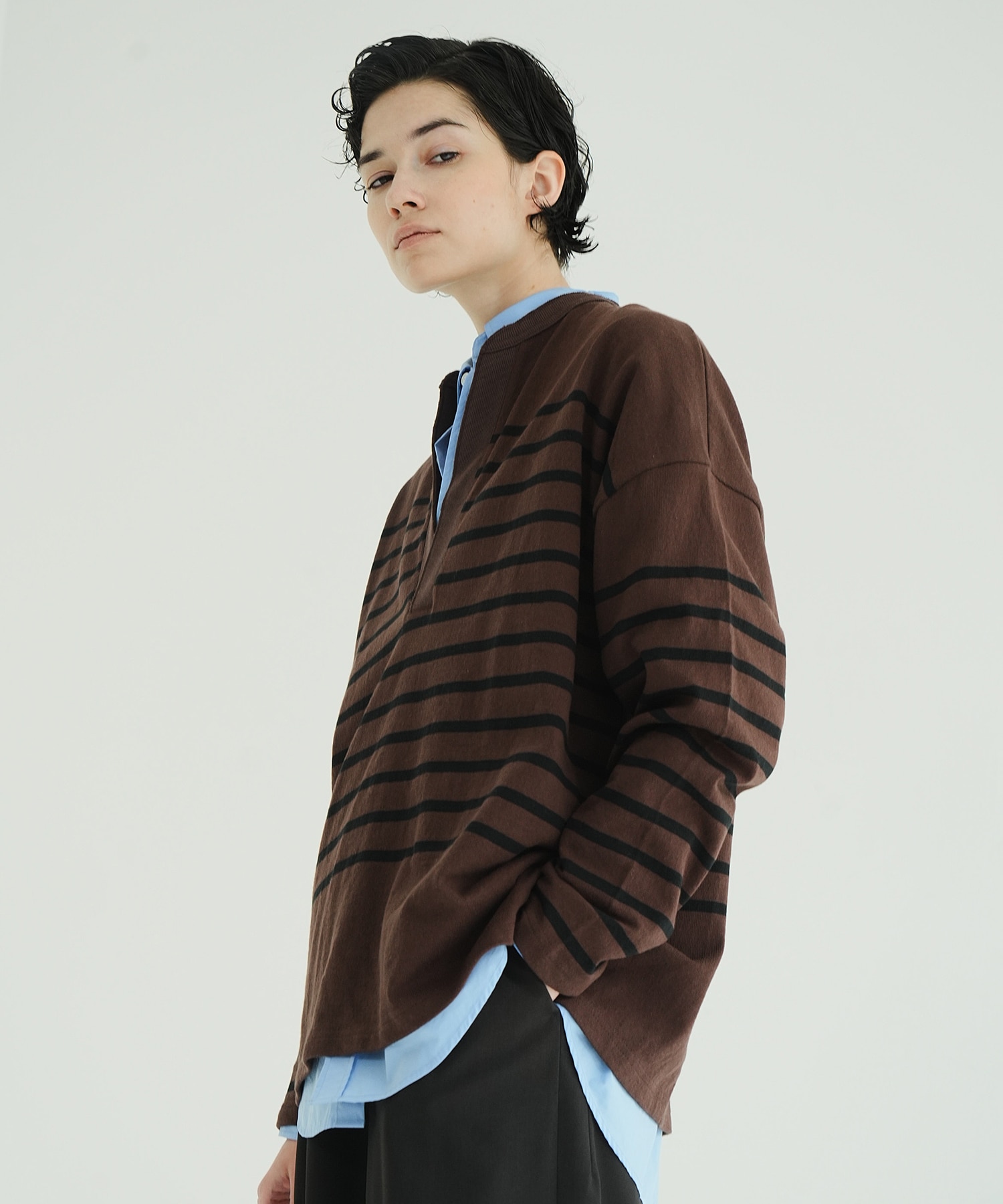WIDE HENRY NECK BORDER TOPS CLANE