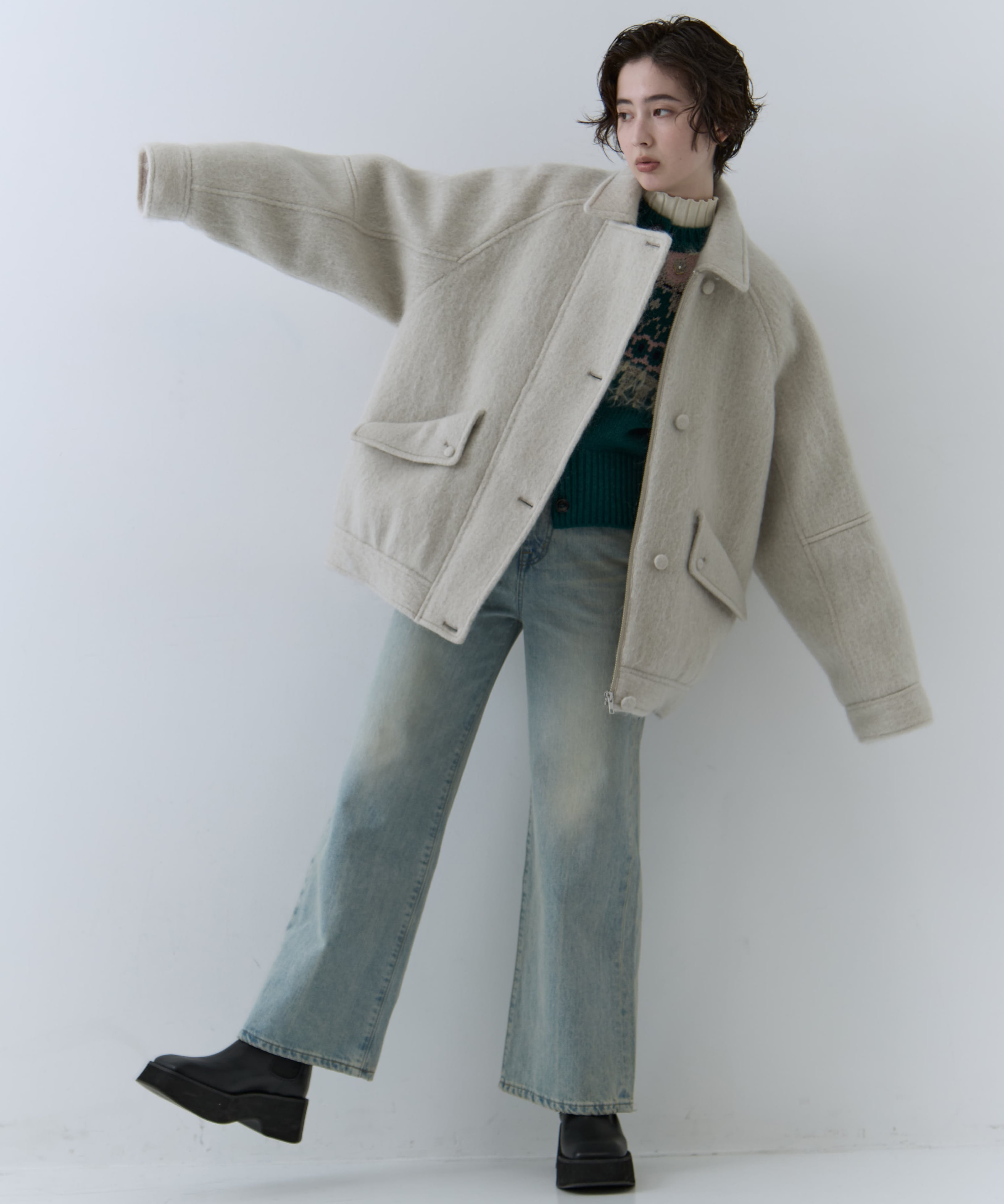 UND MOHAIR SHAGGY FLIGHT JACKET AMERI