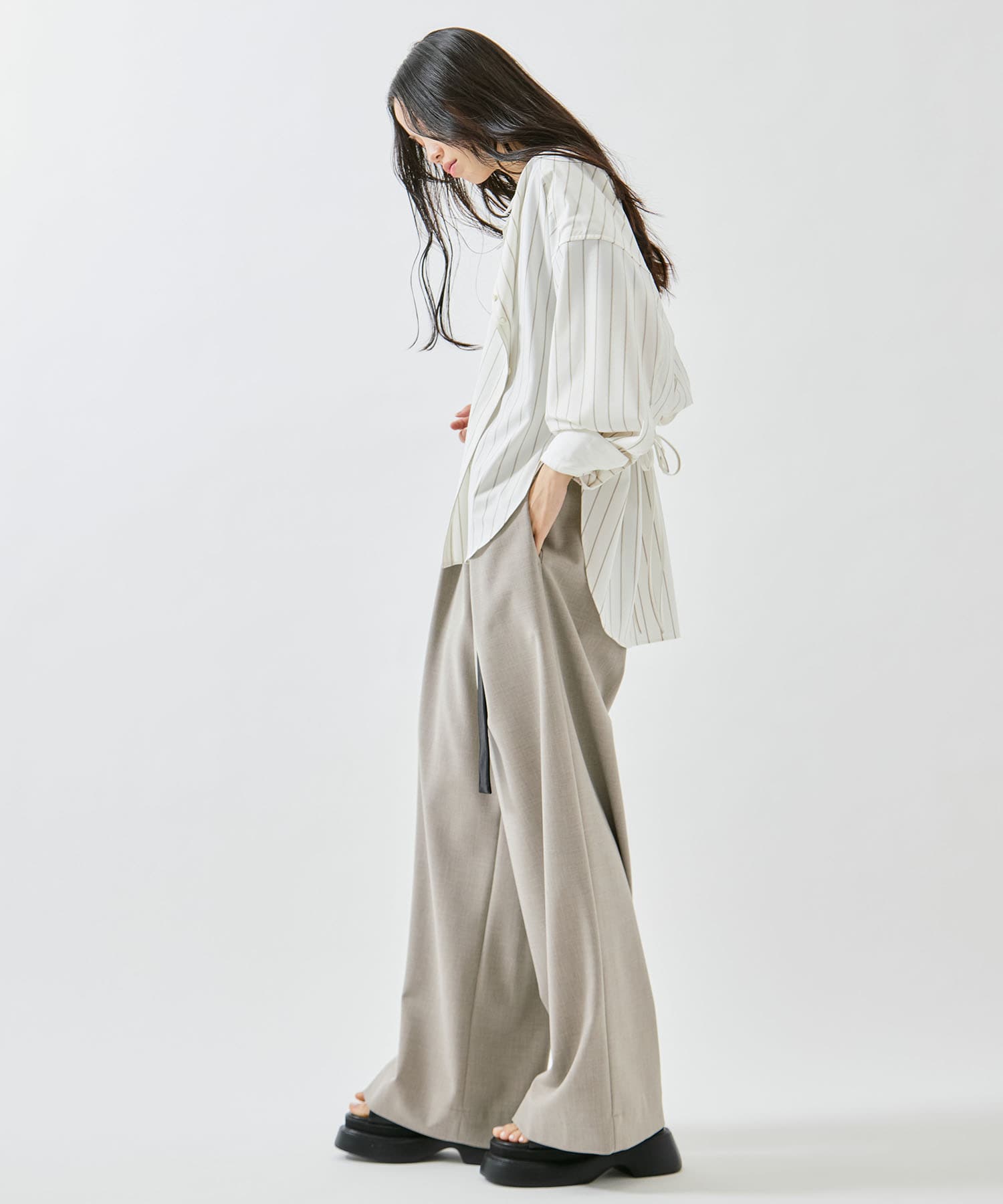 Wide Stripe 2way Shirt STUDIOUS