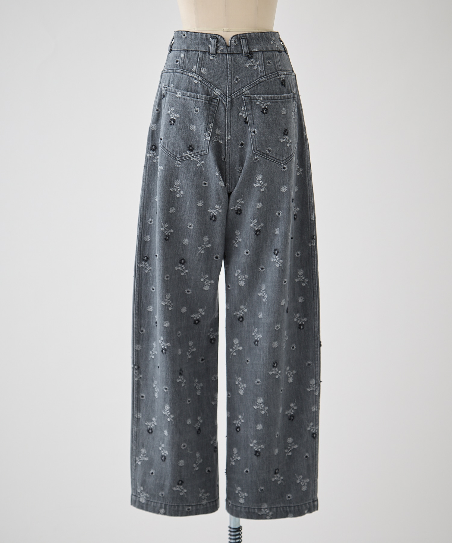 Floral Jacquard High Waisted Denim Trousers Mame Kurogouchi