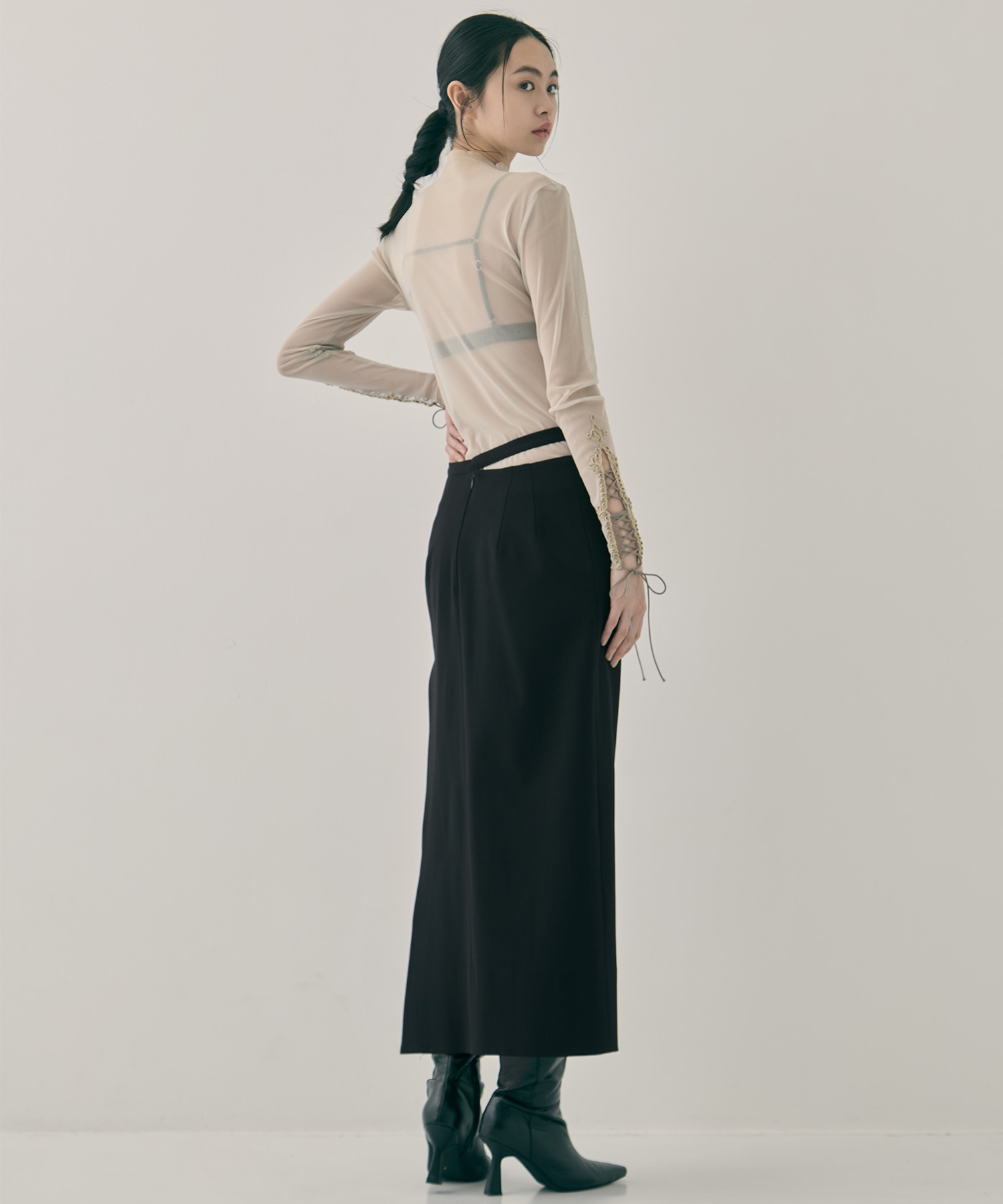 three long chain cut-out tight skirt tanakadaisuke