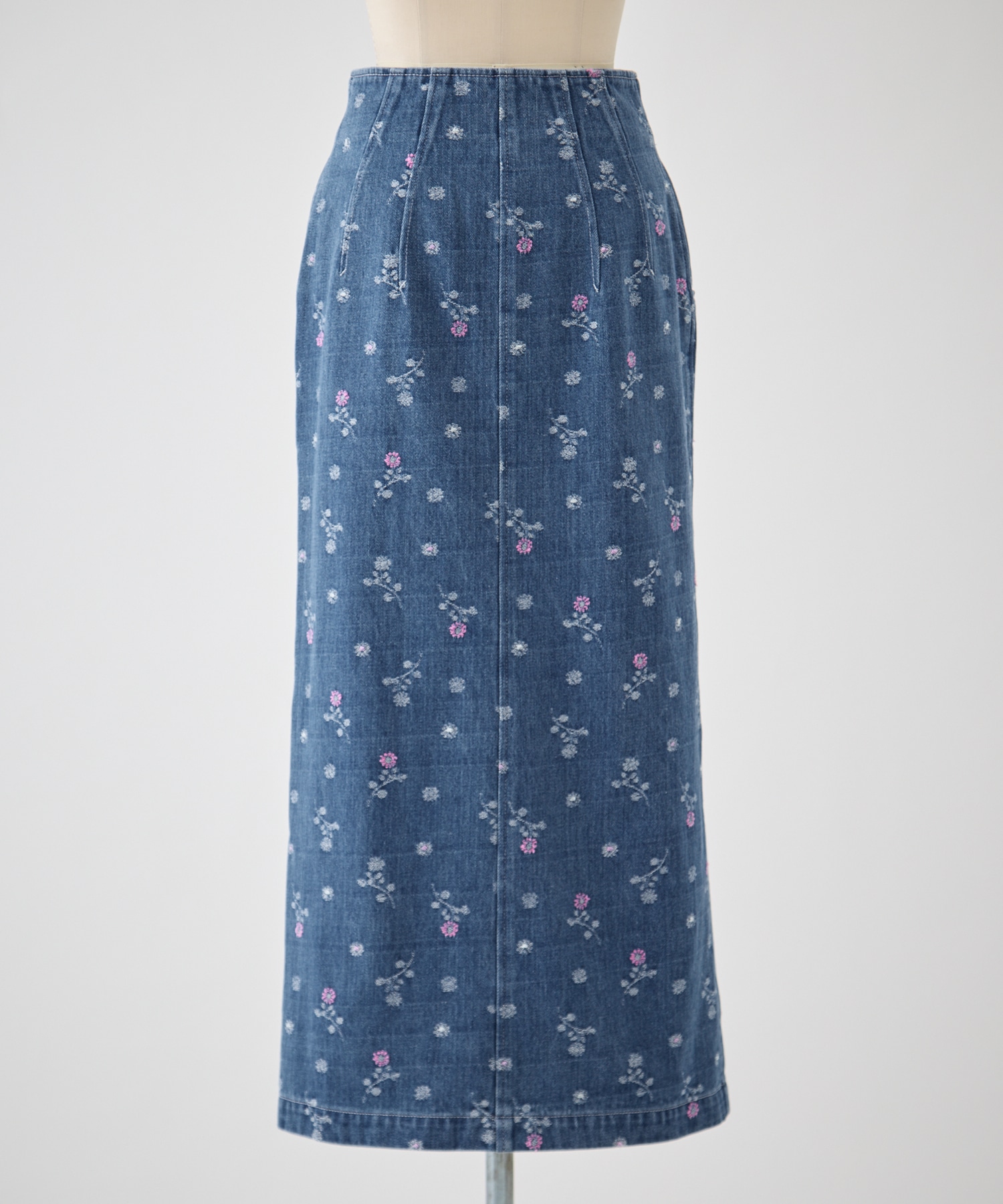 Floral Jacquard High Waisted Denim Skirt Mame Kurogouchi