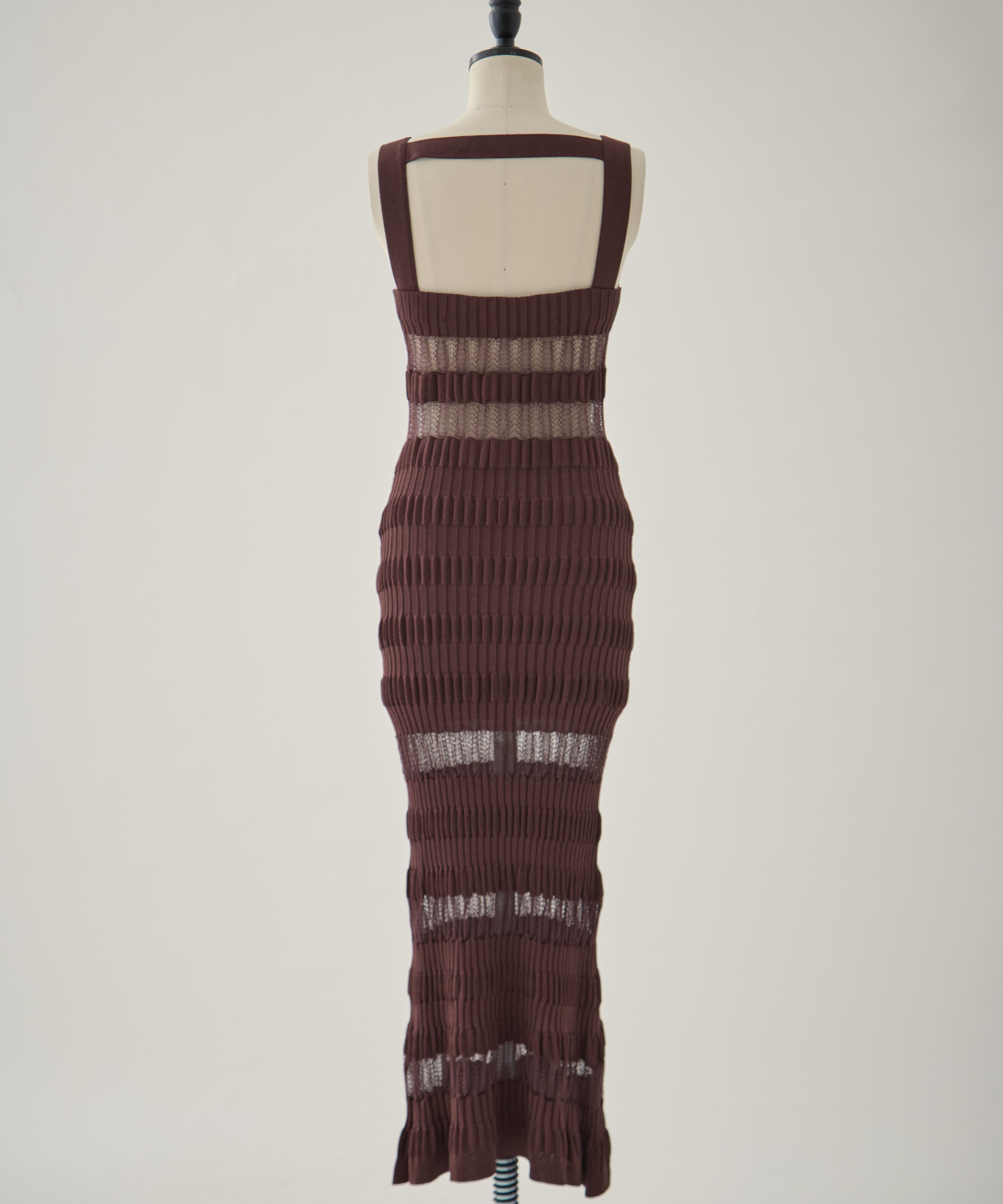 SHEER STRIPE KNIT LONG DRESS FETICO