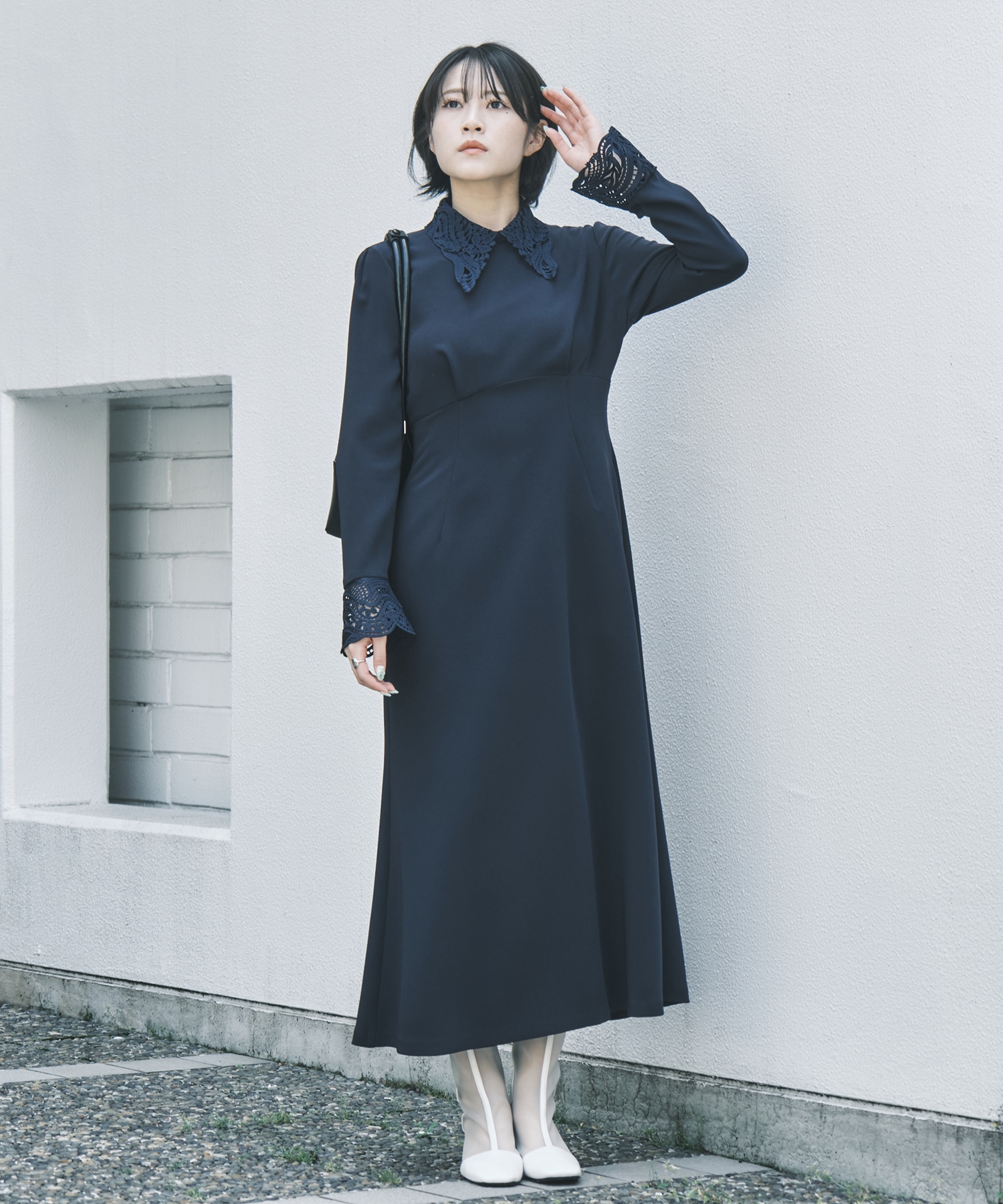 Triacetate Polyester Embroidered Dress Mame Kurogouchi