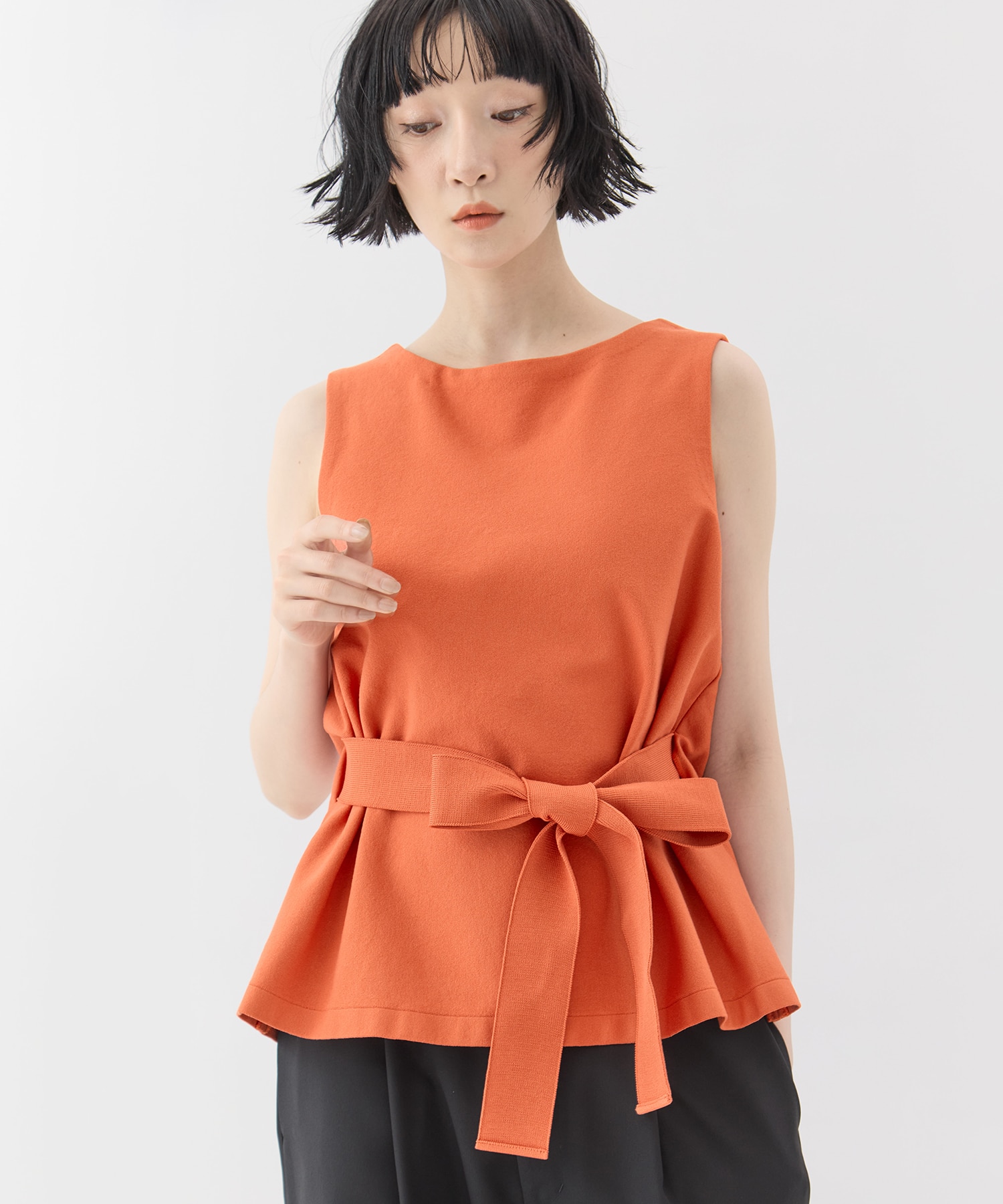 別注no sleeve knit tops WRAPINKNOT