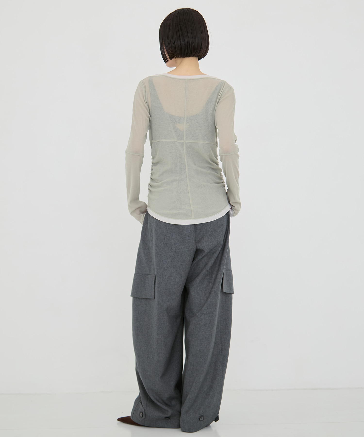 2way Sheer Cotton Long Tee STUDIOUS