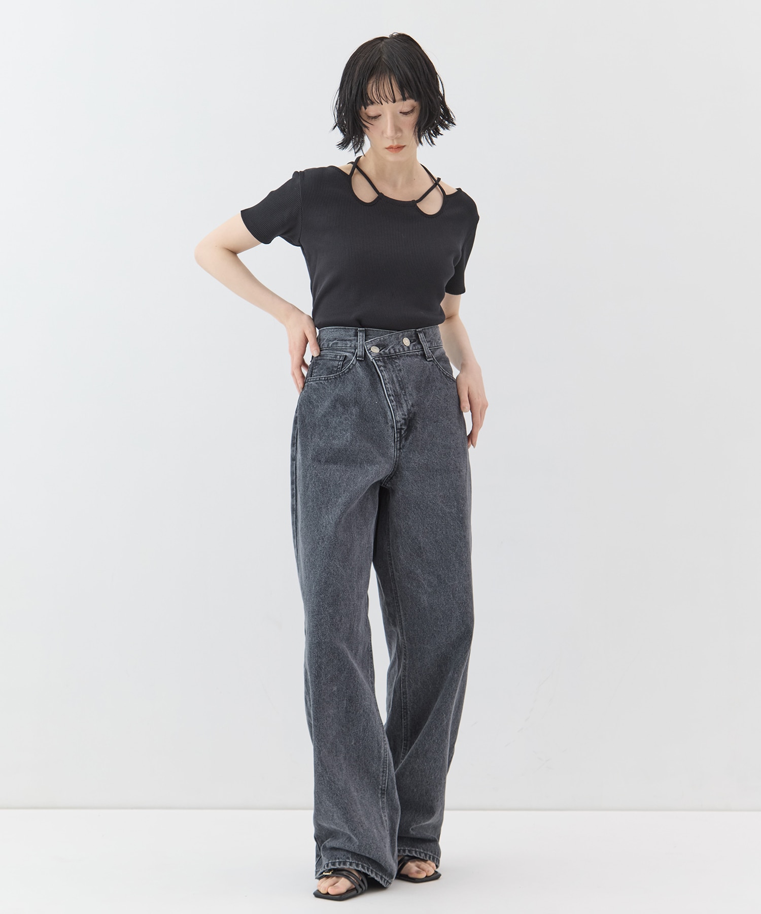 DOUBLE WAIST DENIM PANTS STUDIOUS