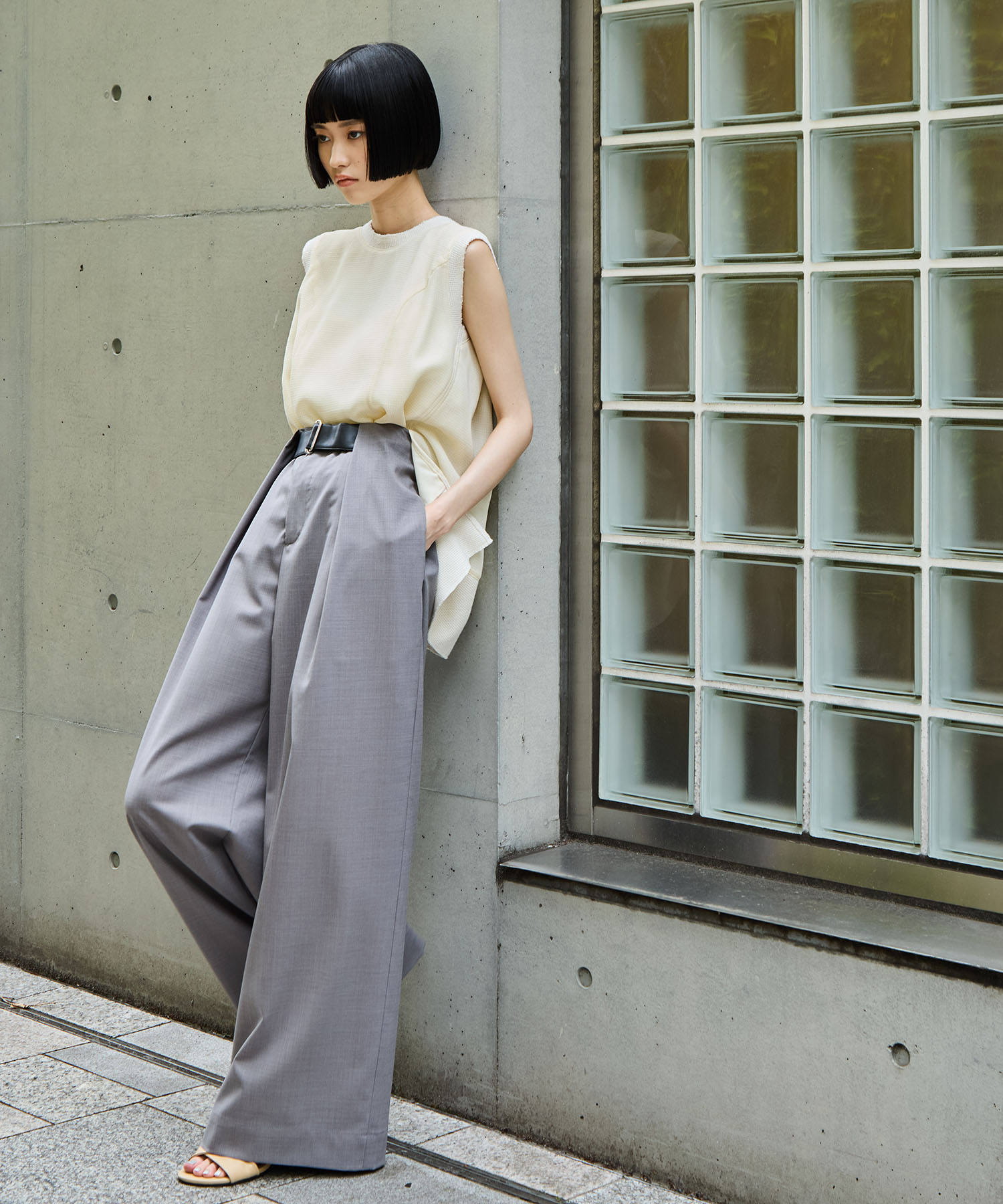 Summer Wool Belted Trousers STUDIOUS