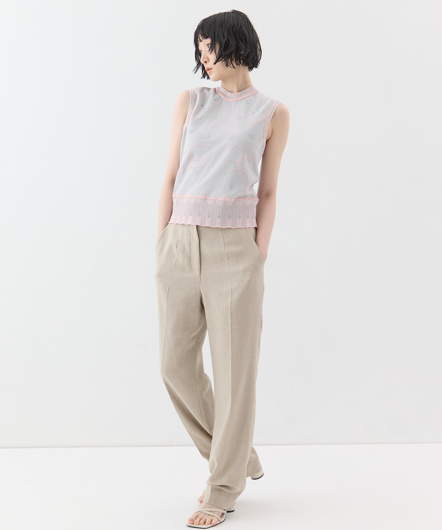 Layered Jacquard Sleeveless Knit Top Mame Kurogouchi