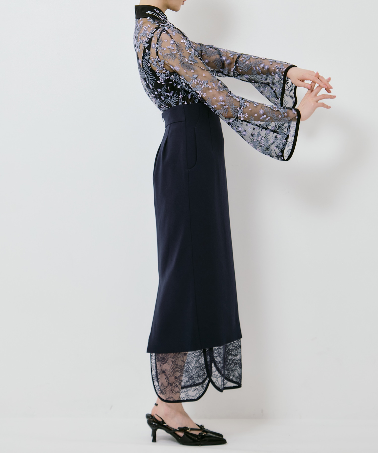 Raschel Lace Layered Skirt Mame Kurogouchi