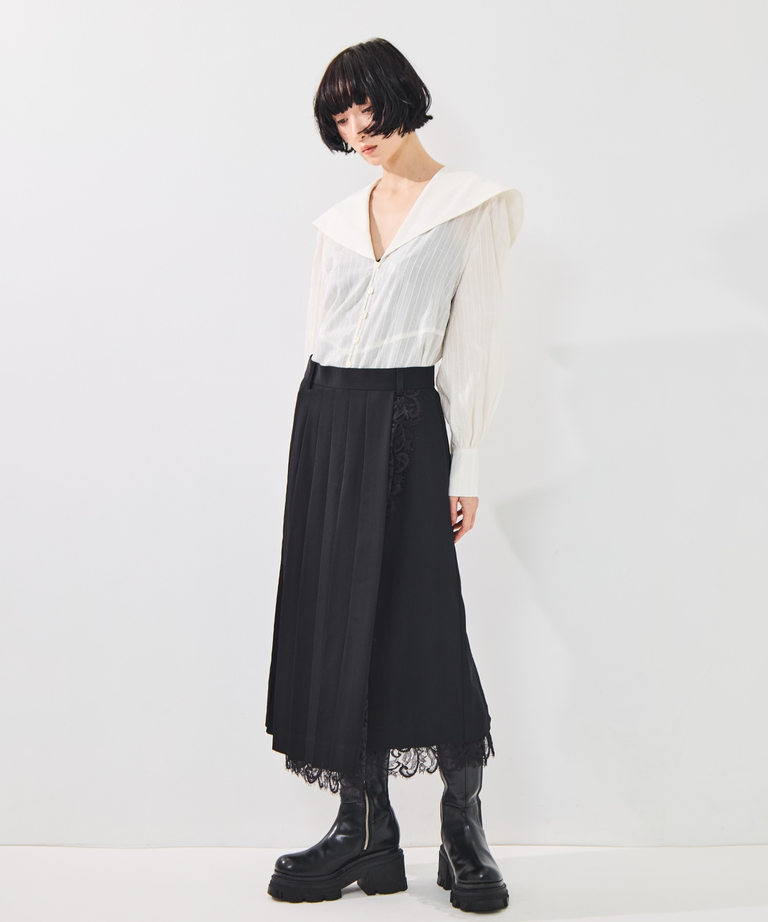 ROSE JACQUARD SAILOR COLLAR BLOUSE FETICO