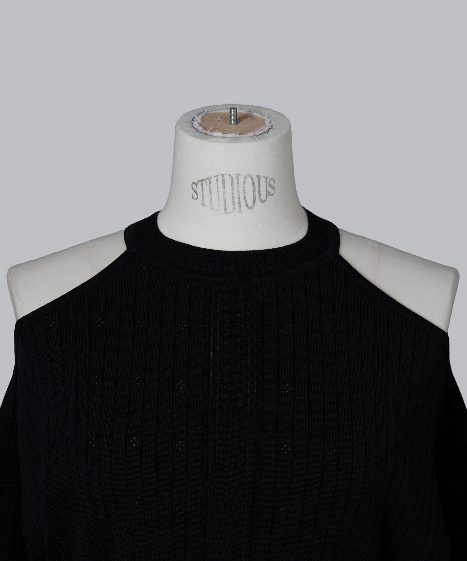 Ribbed Eyelet Knit Long Sleeve Top Mame Kurogouchi