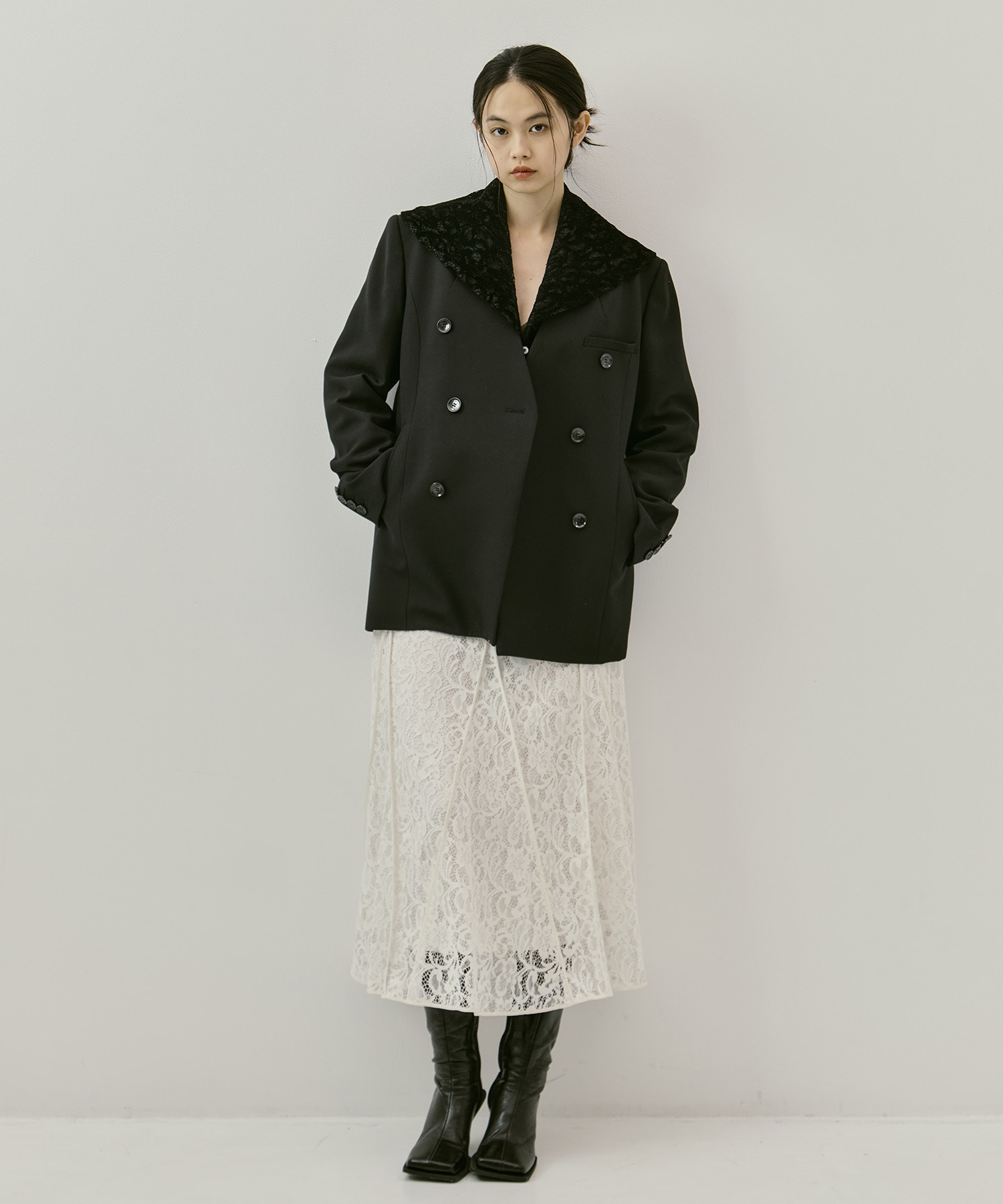 FLOCKED LACE FLARED SKIRT FETICO