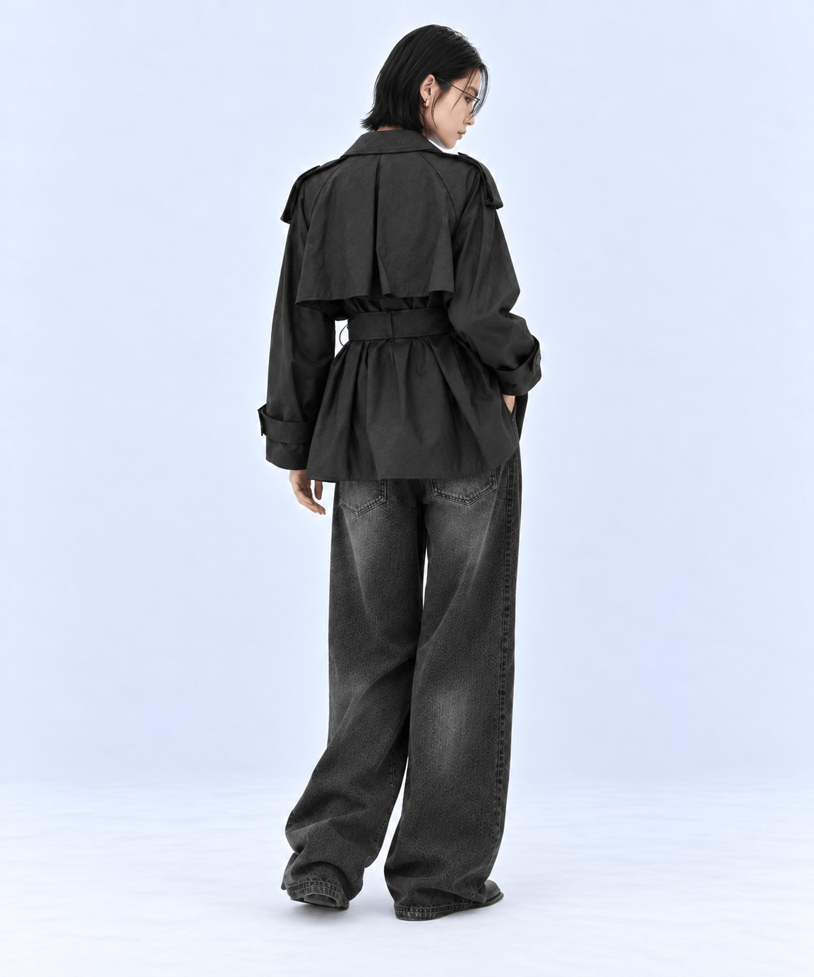 Leather Belted Short Trench Coat STUDIOUS
