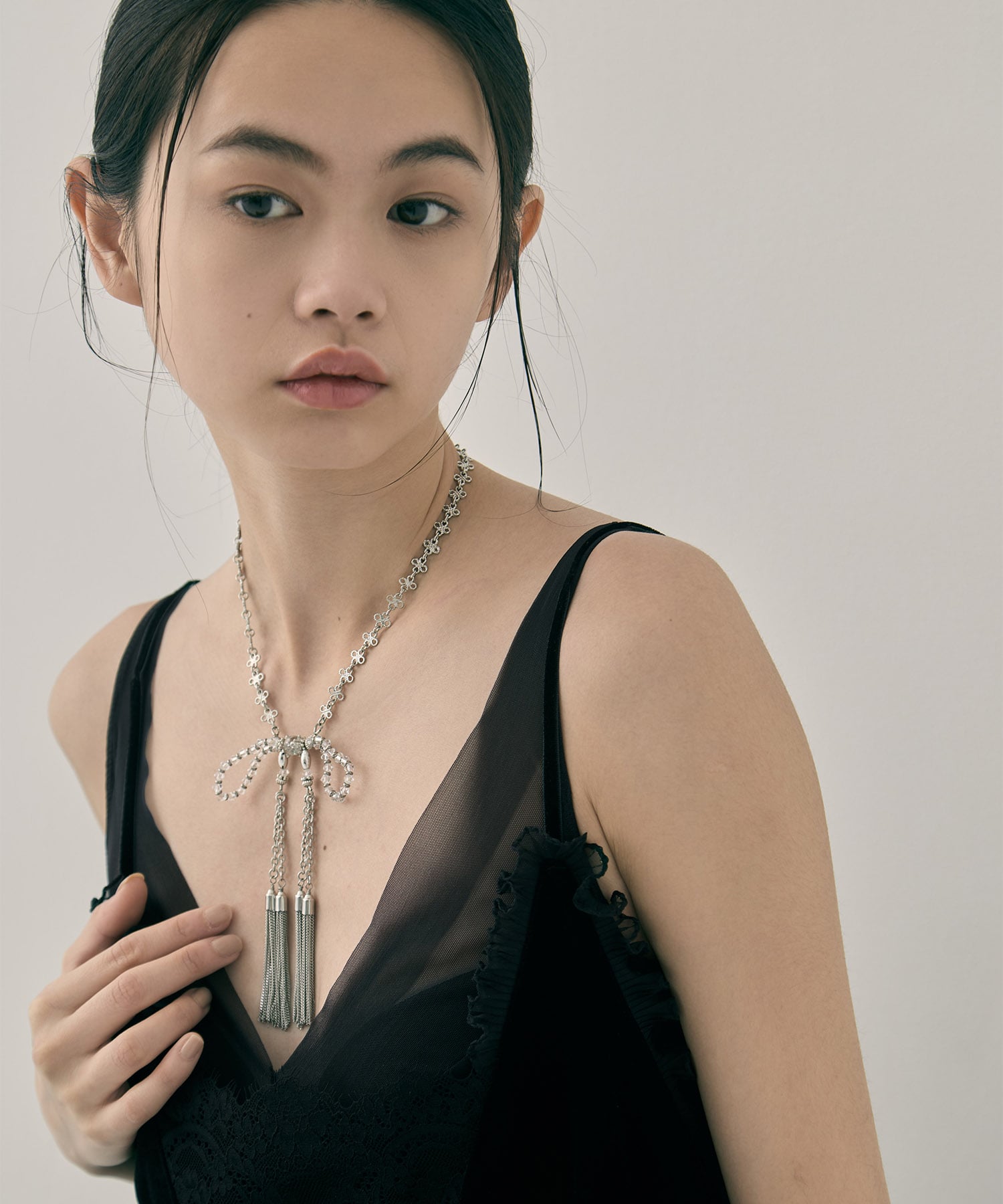 crystal ribbon chain necklace tanakadaisuke