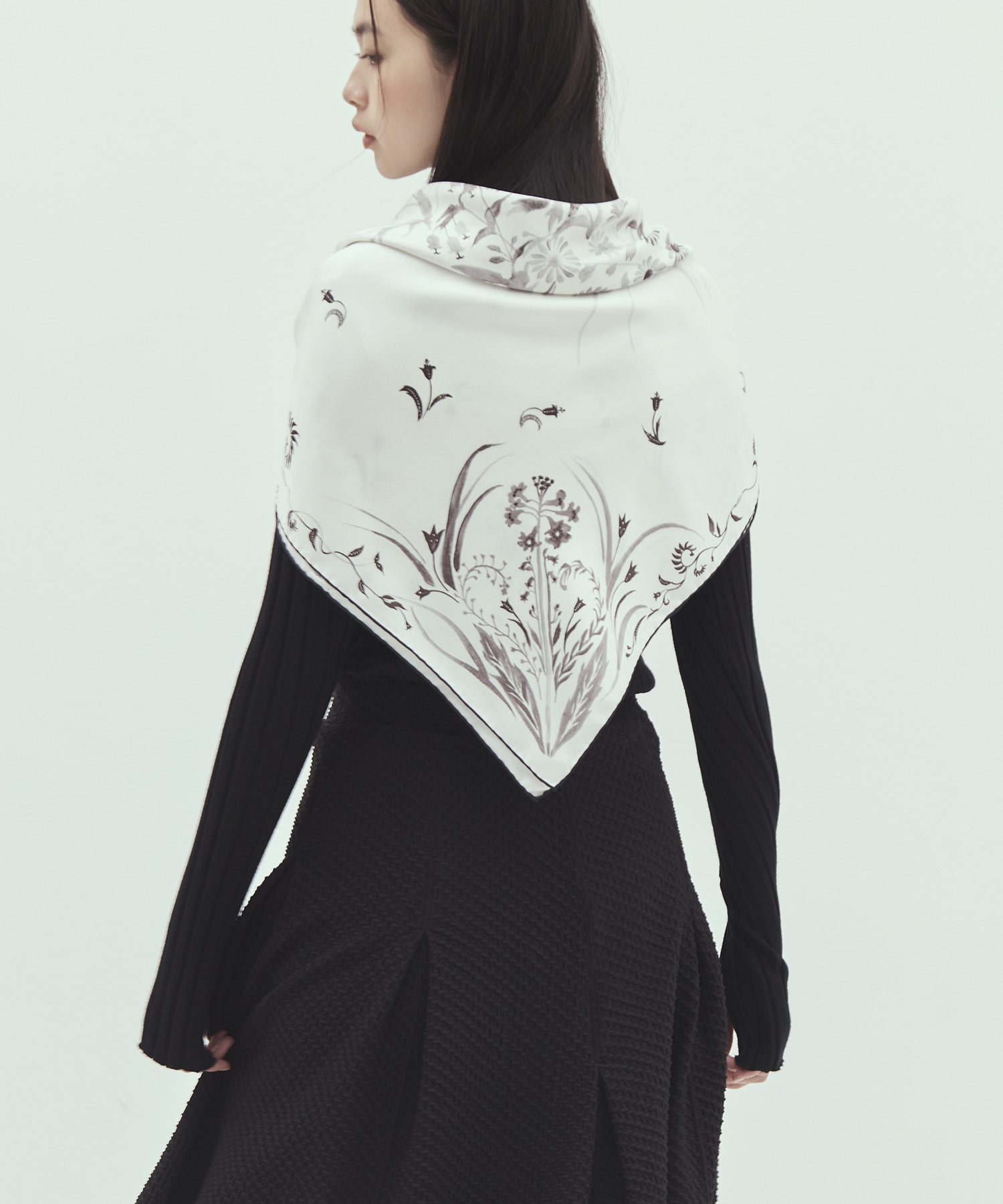 Hand Printed Silk Scarf Mame Kurogouchi