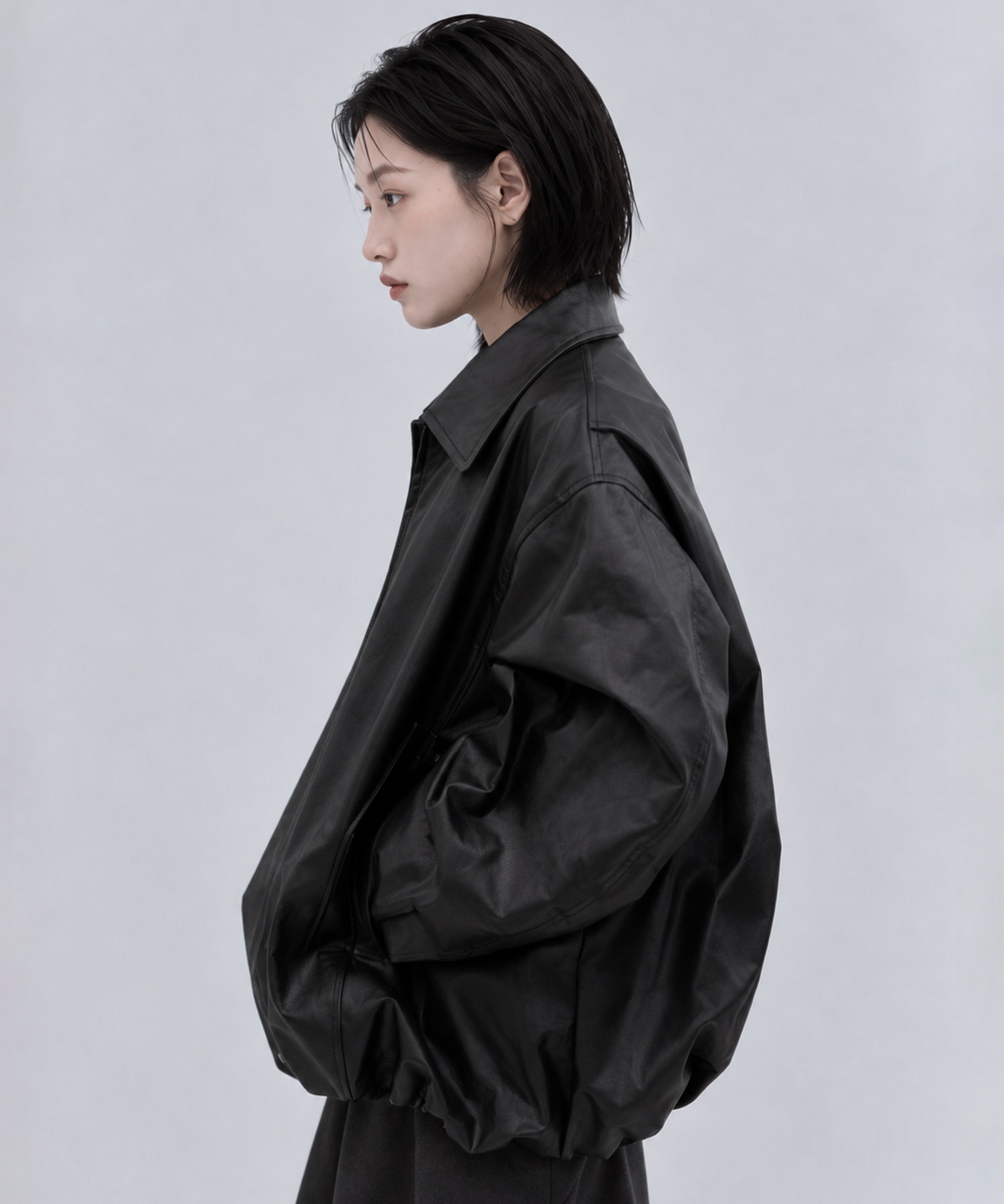 別注 FAKE LEATHER BALLOON JACKET CLANE