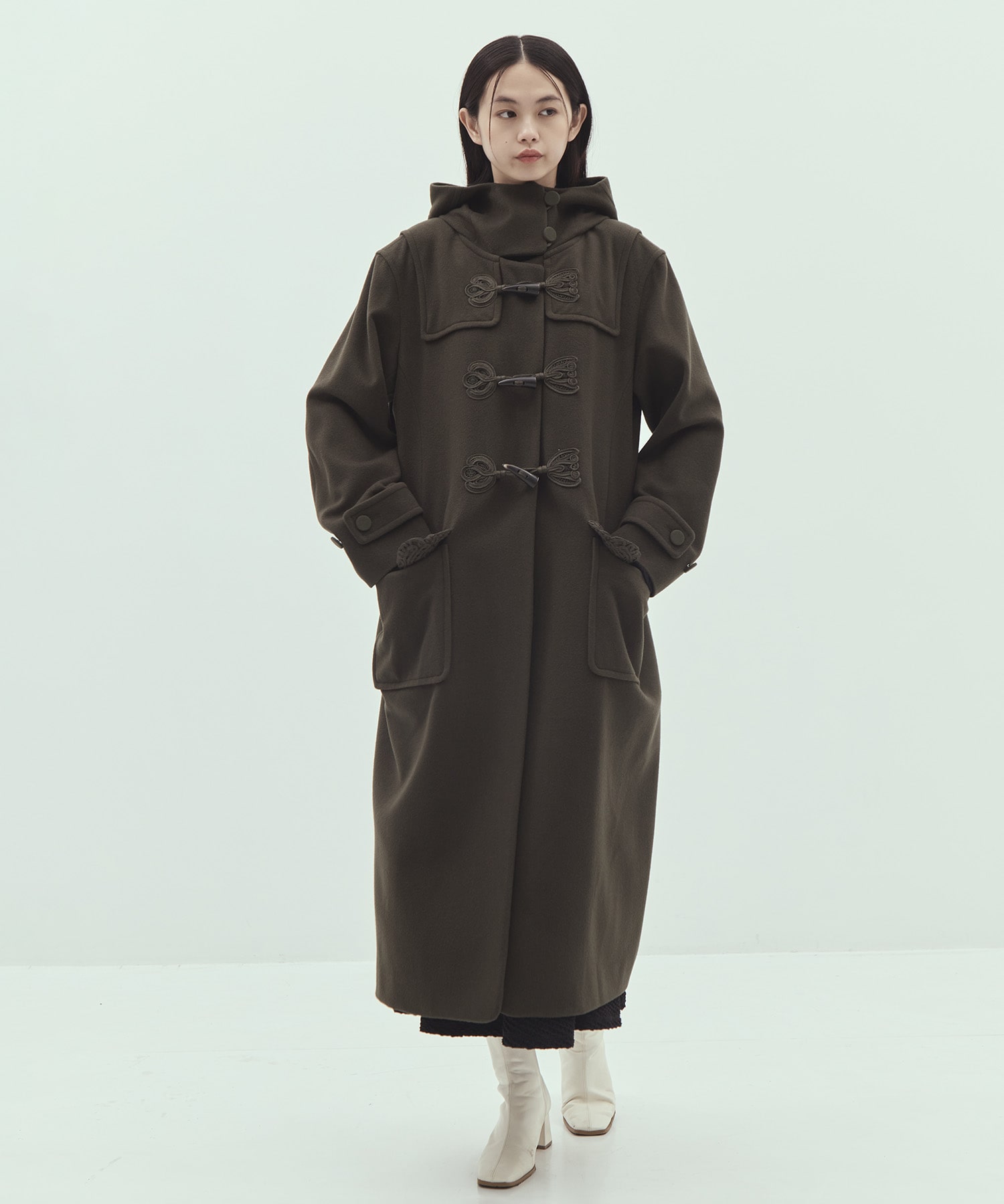 Cording Embroidery Duffle Coat Mame Kurogouchi