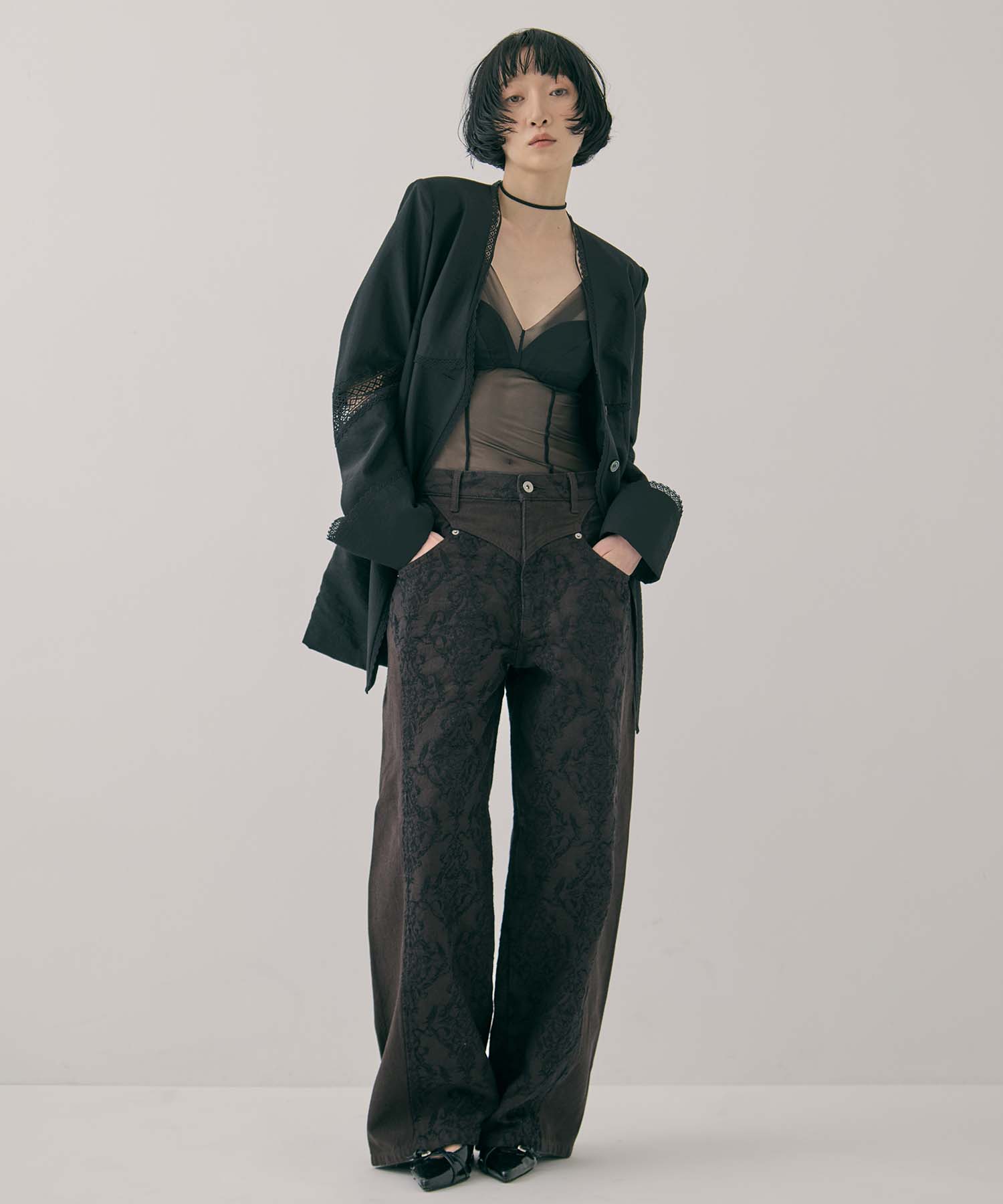 別注 LACE-PANELED SHIRT JACKET FETICO