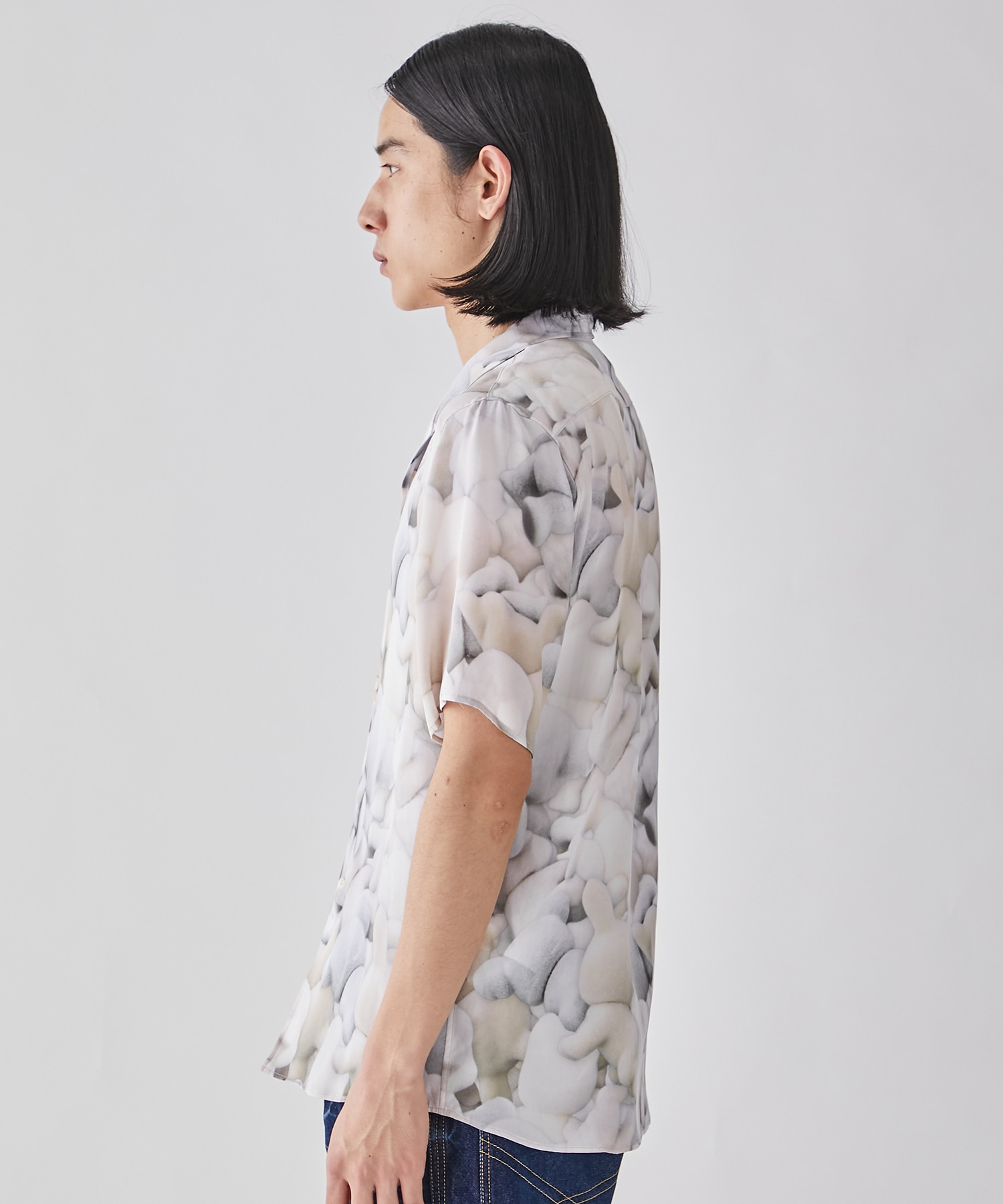 PRINT OPEN COLLAR SHIRT MASU