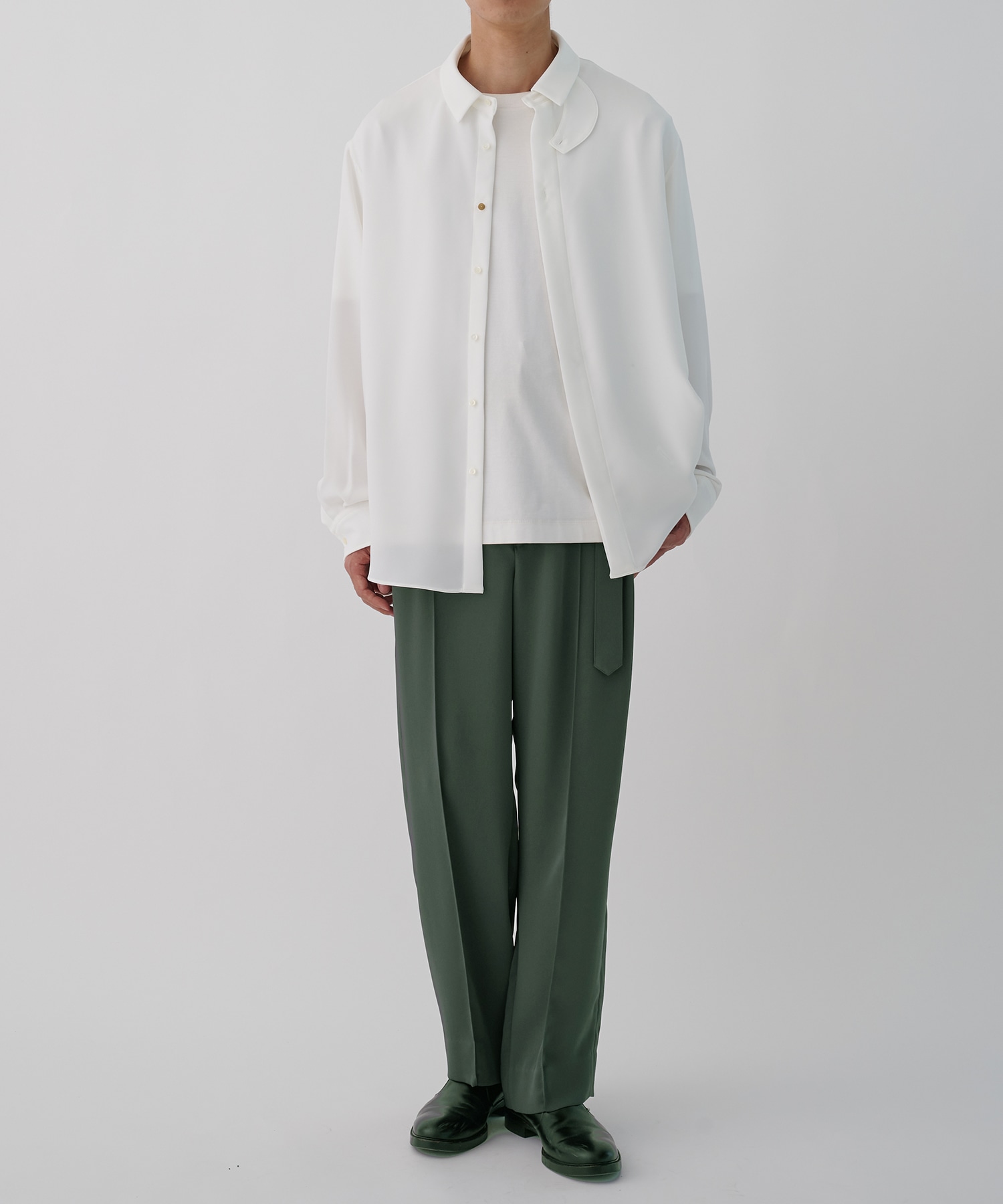 Double Cloth 2 Tuck Wide Pants with Long Belt CULLNI