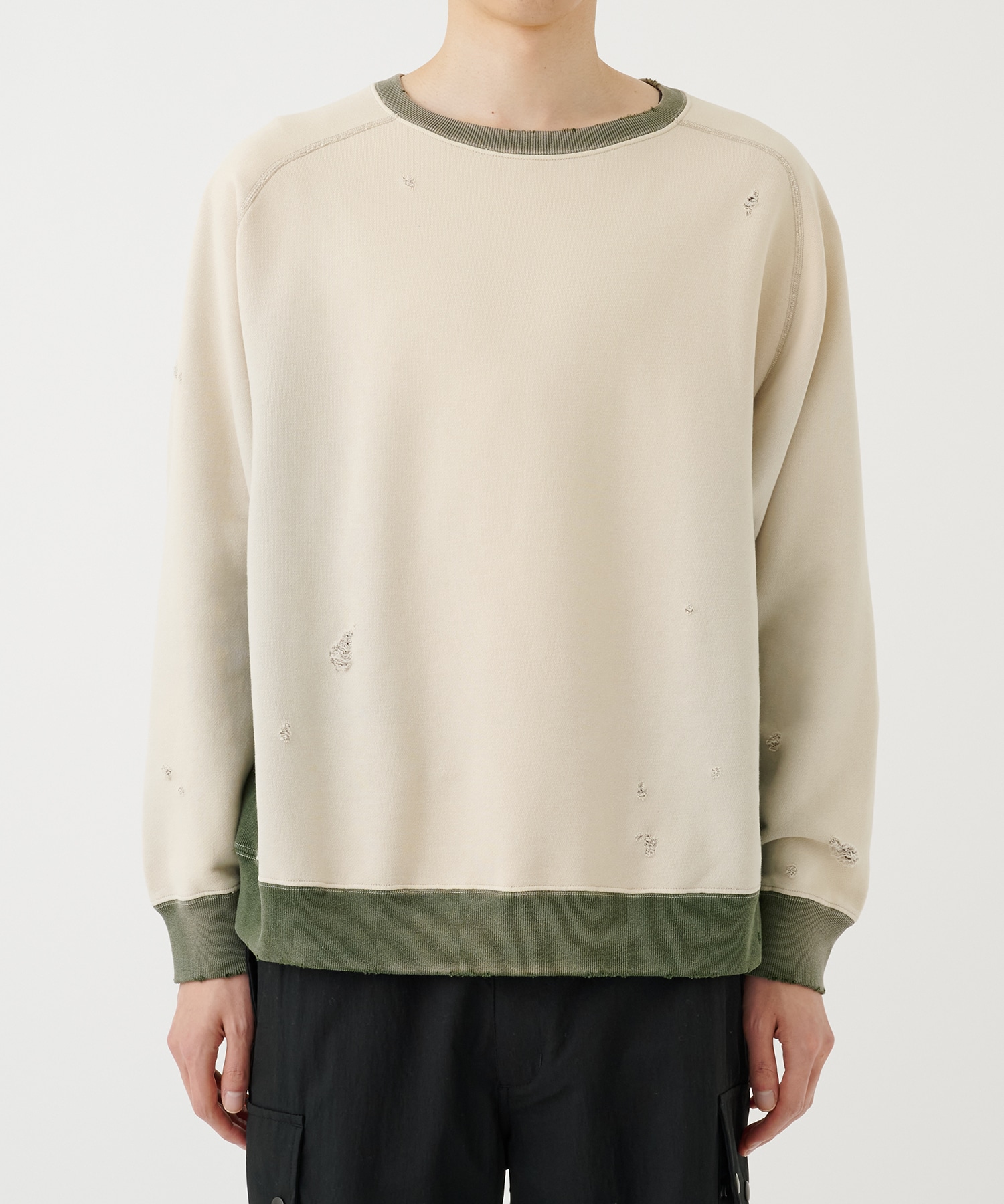 2-Tone Crew Neck Sweat Shirt - Cotton French Terry NEEDLES