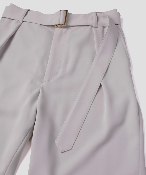 Double Satin 1Tuck Pant with Long Belt CULLNI