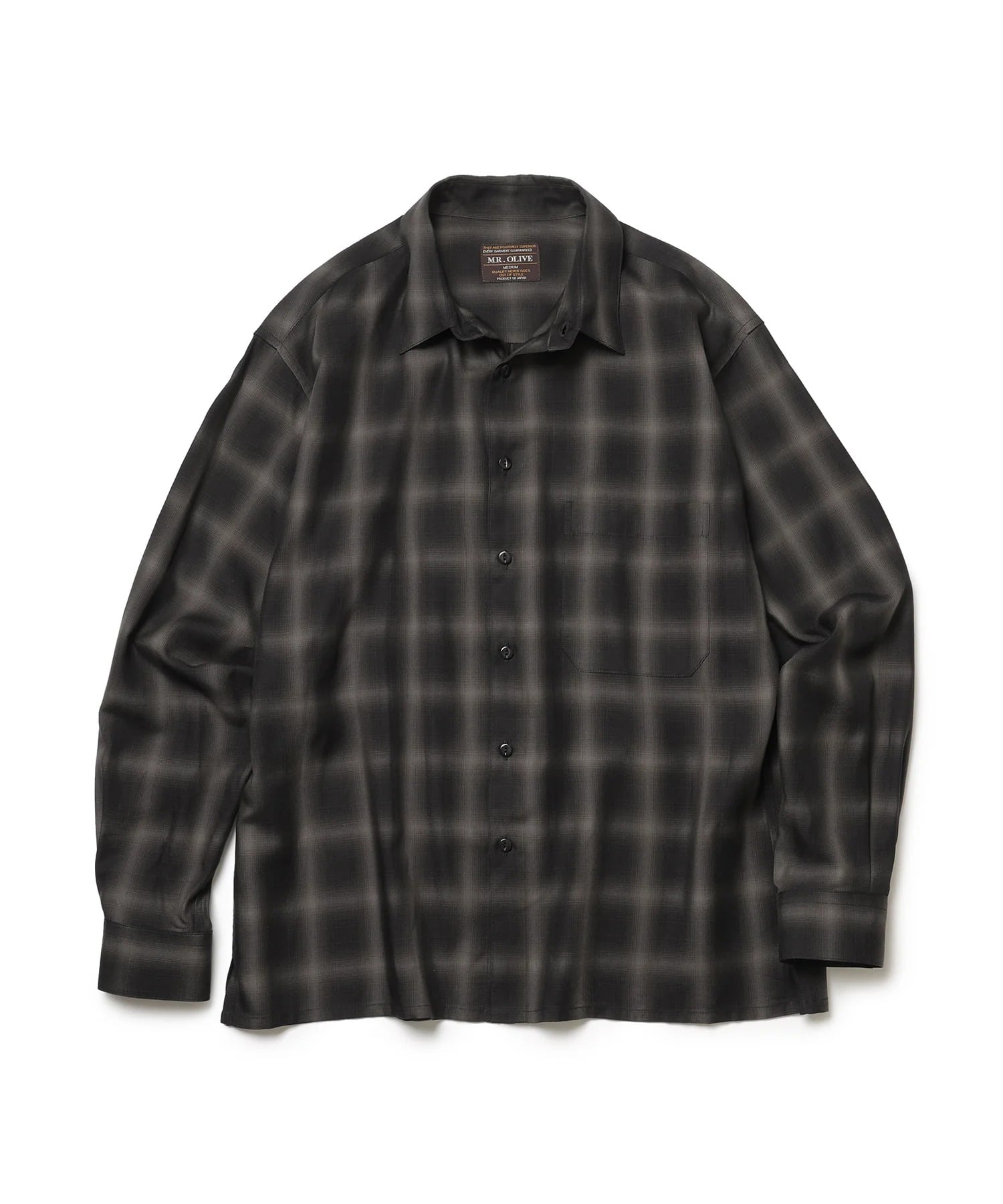 TENCEL CHECK /SQUARE REGULAR COLLAR SHIRT MR.OLIVE