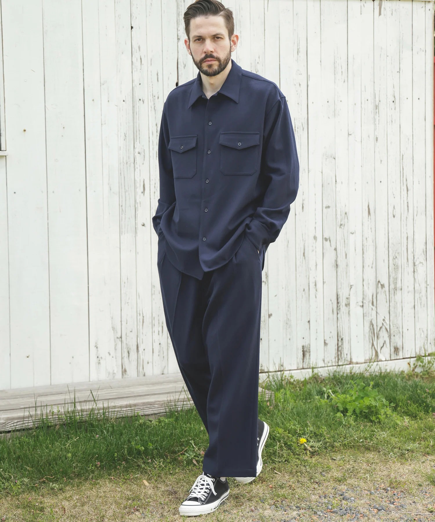 PEACHSKIN STRETCH GABARDINE /CPO SHIRT MR.OLIVE