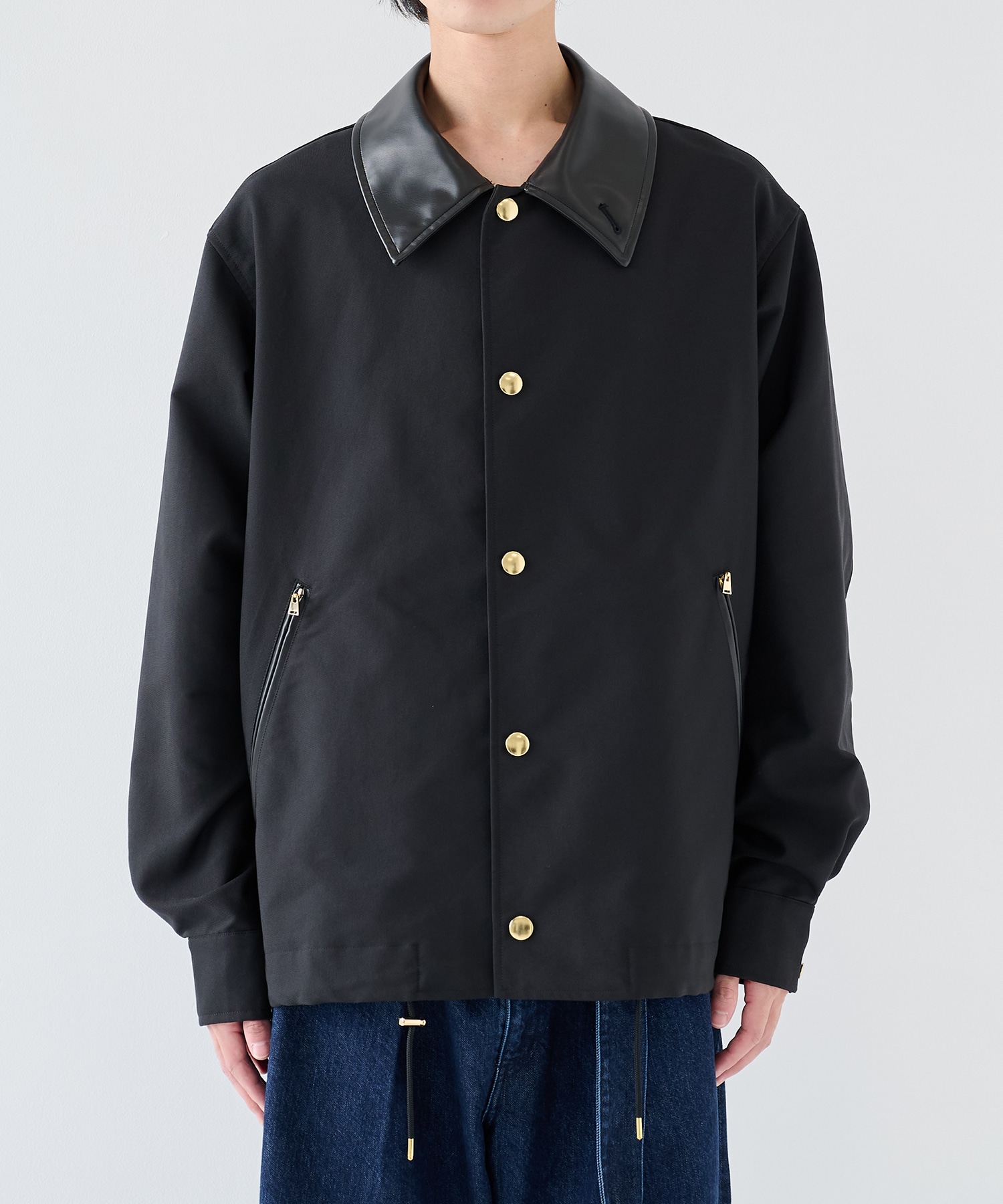 Chambray Gabardine Dot Button Coach Jacket CULLNI