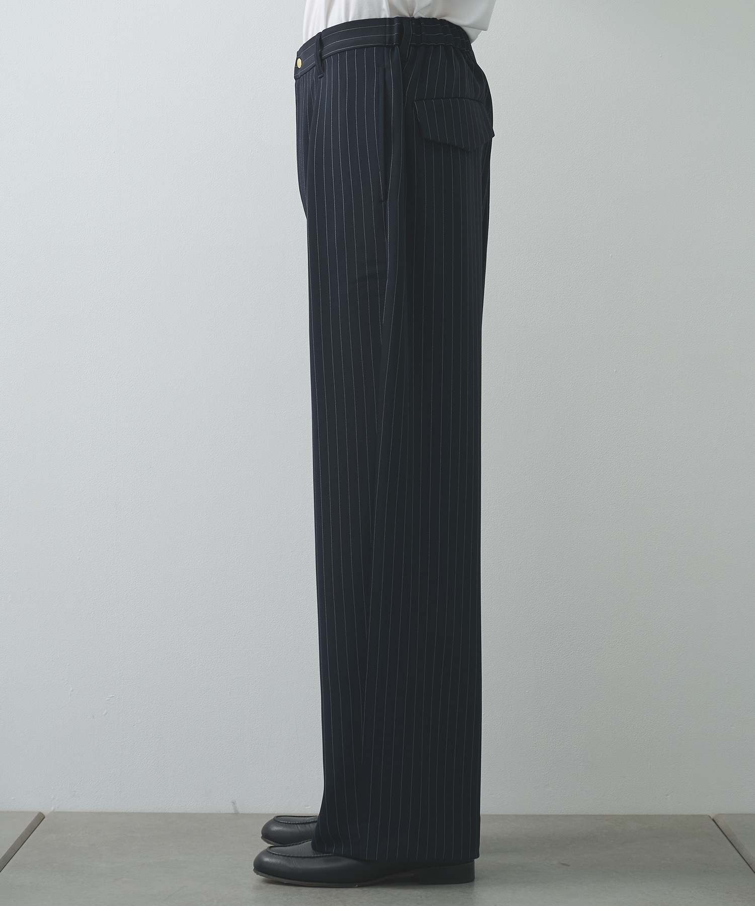 Stripe Double Cloth Tuck Wide Pant CULLNI