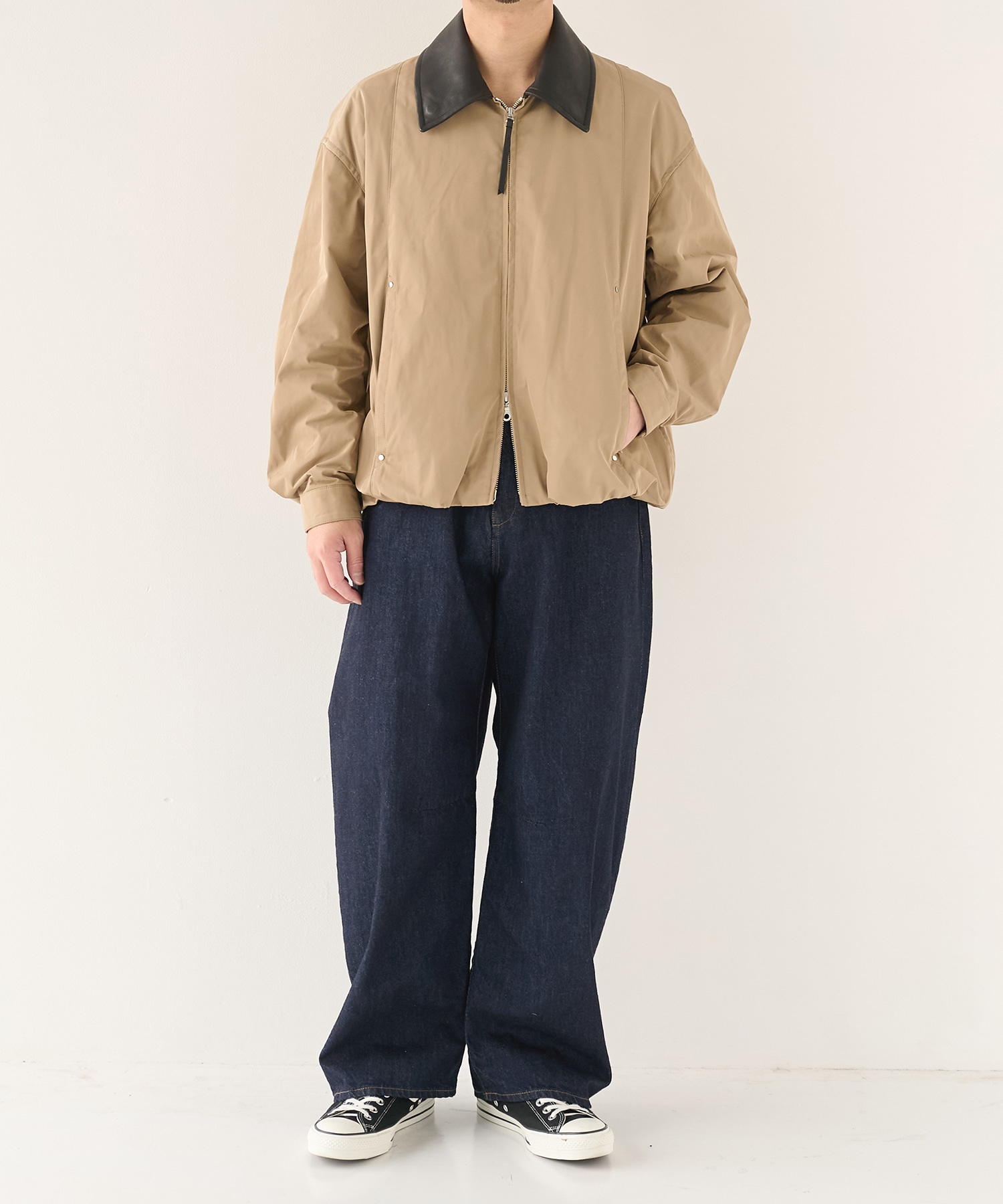 Leather collar Balloon Blouson STUDIOUS