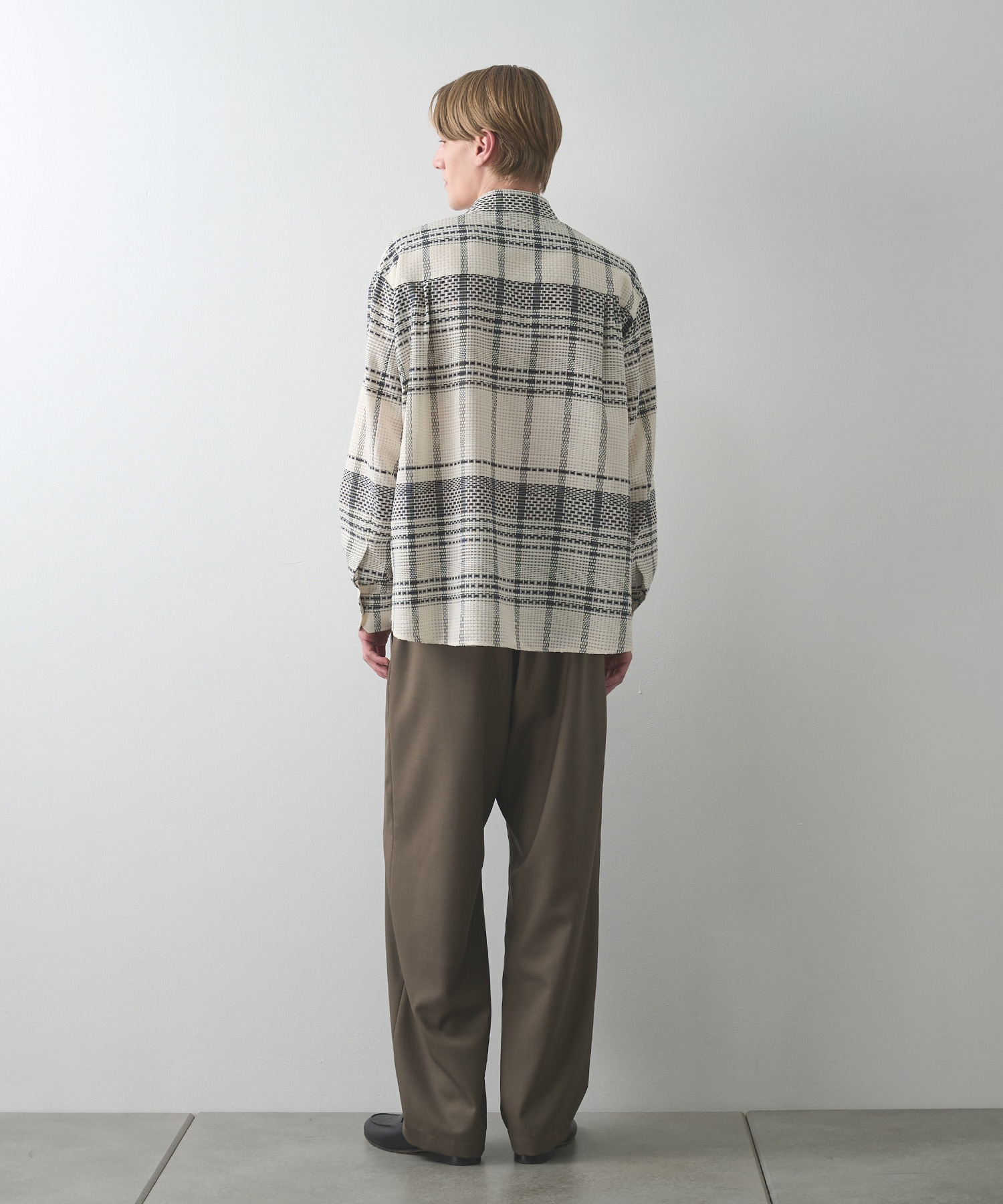 Sheer Tile Check Chin Tab Shirt CULLNI