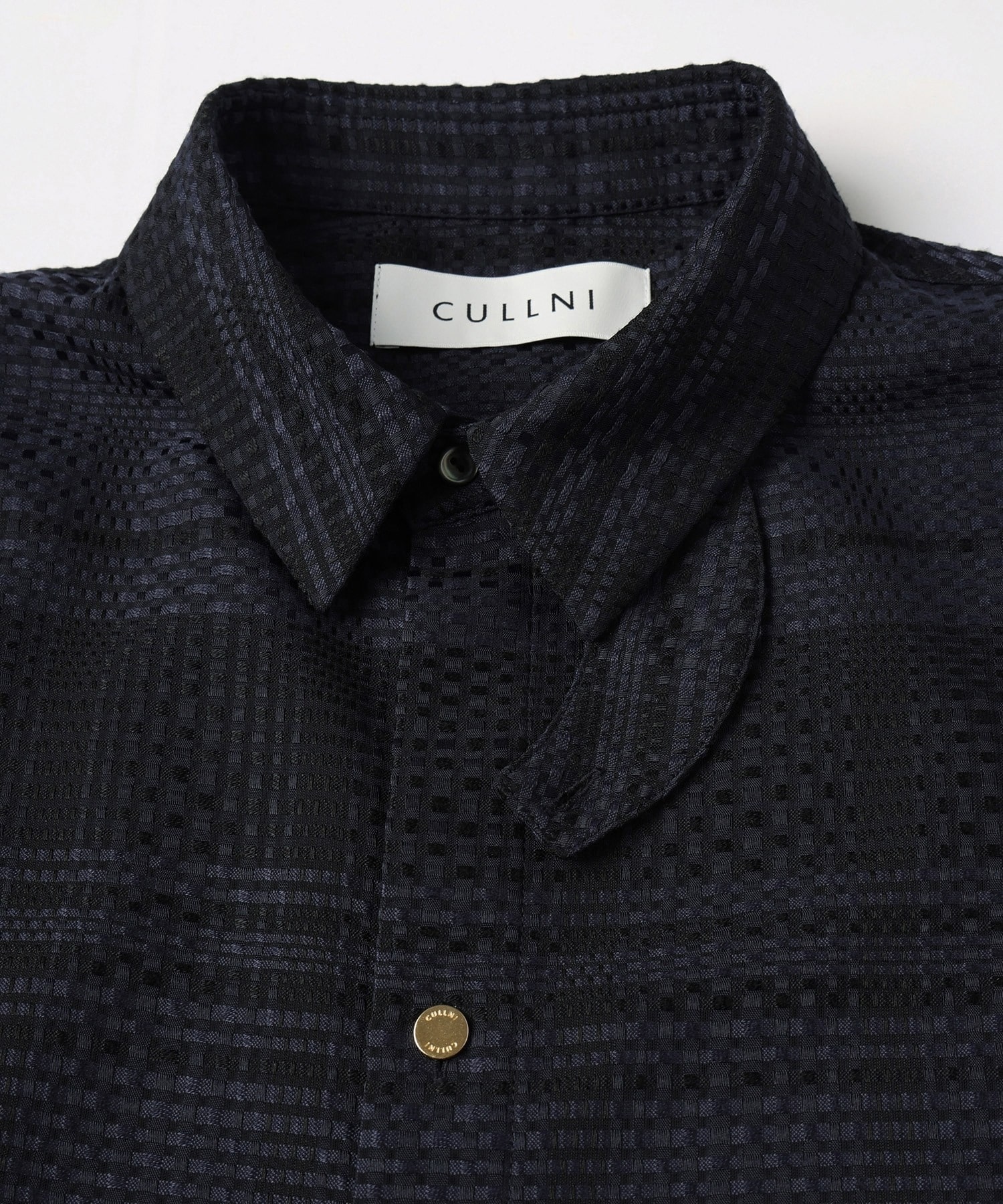 Sheer Tile Check Chin Tab Short Sleeve Shirt CULLNI