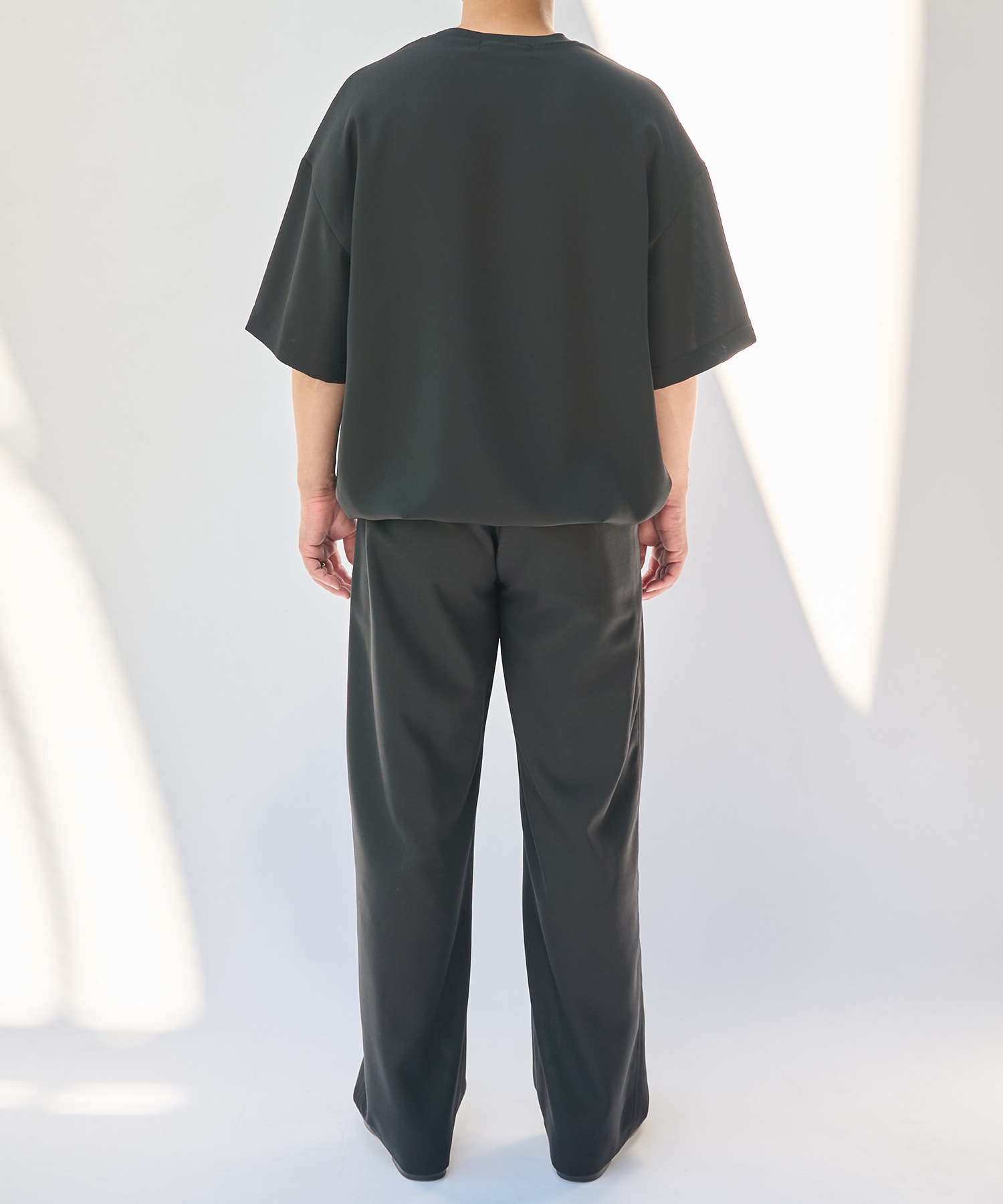 Dry Stretch Cloth Contrast Panel Short Sleeve Pullover CULLNI