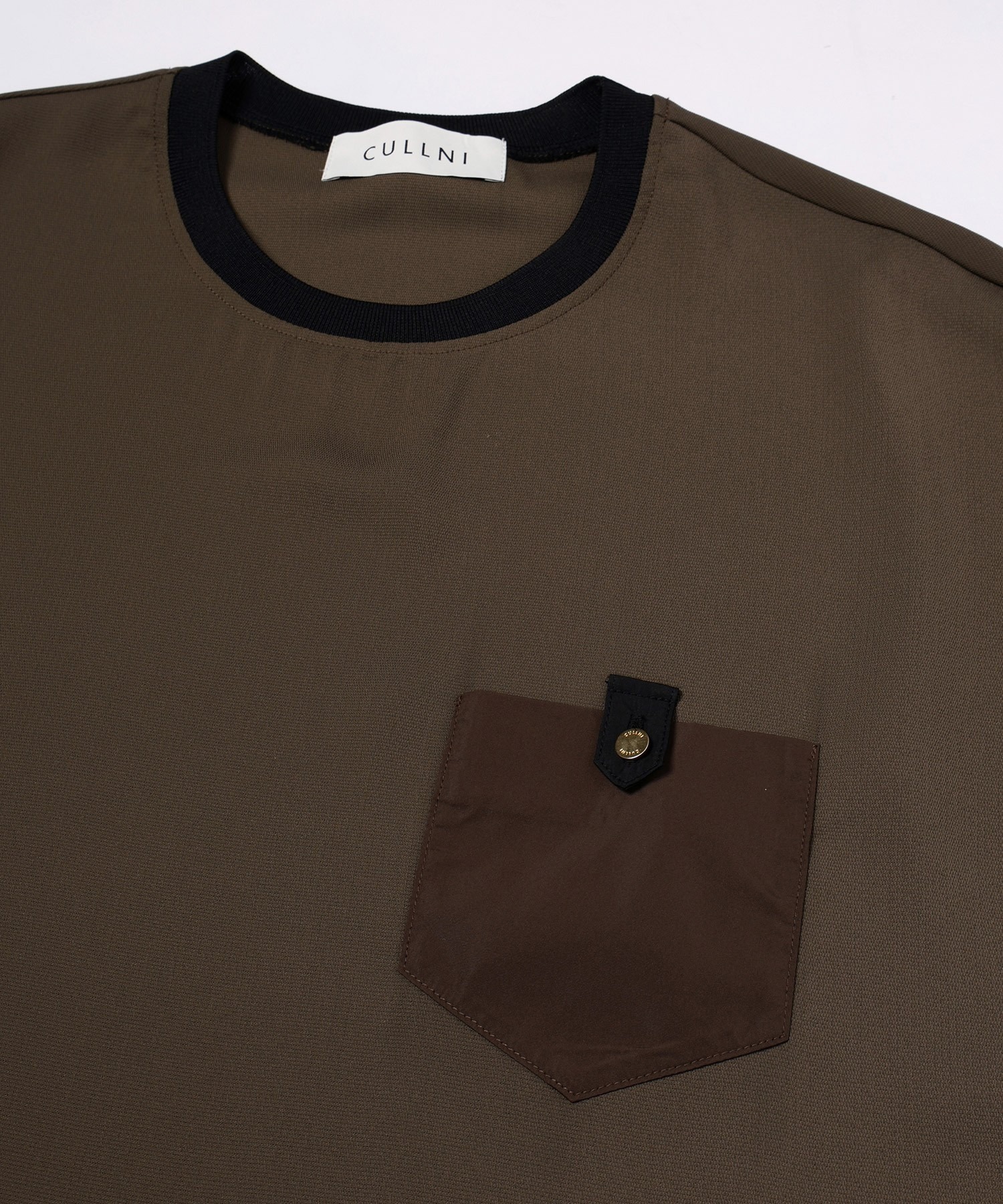Dry Stretch Cloth Contrast Panel Short Sleeve Pullover CULLNI
